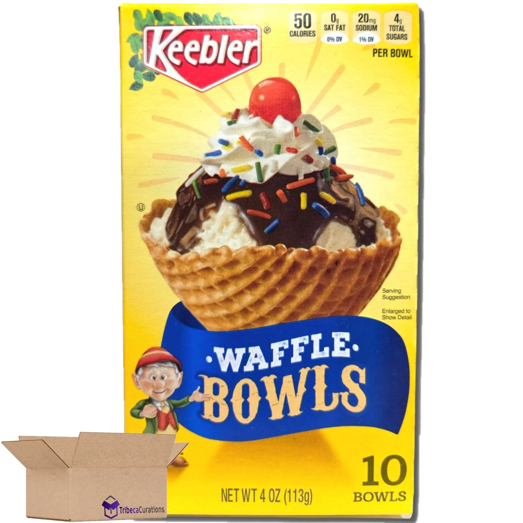 Ice Cream Waffle Bowls Value Pack | Bundled by Tribeca Curations | 10 Count | Pack of 6 (60 Bowls)