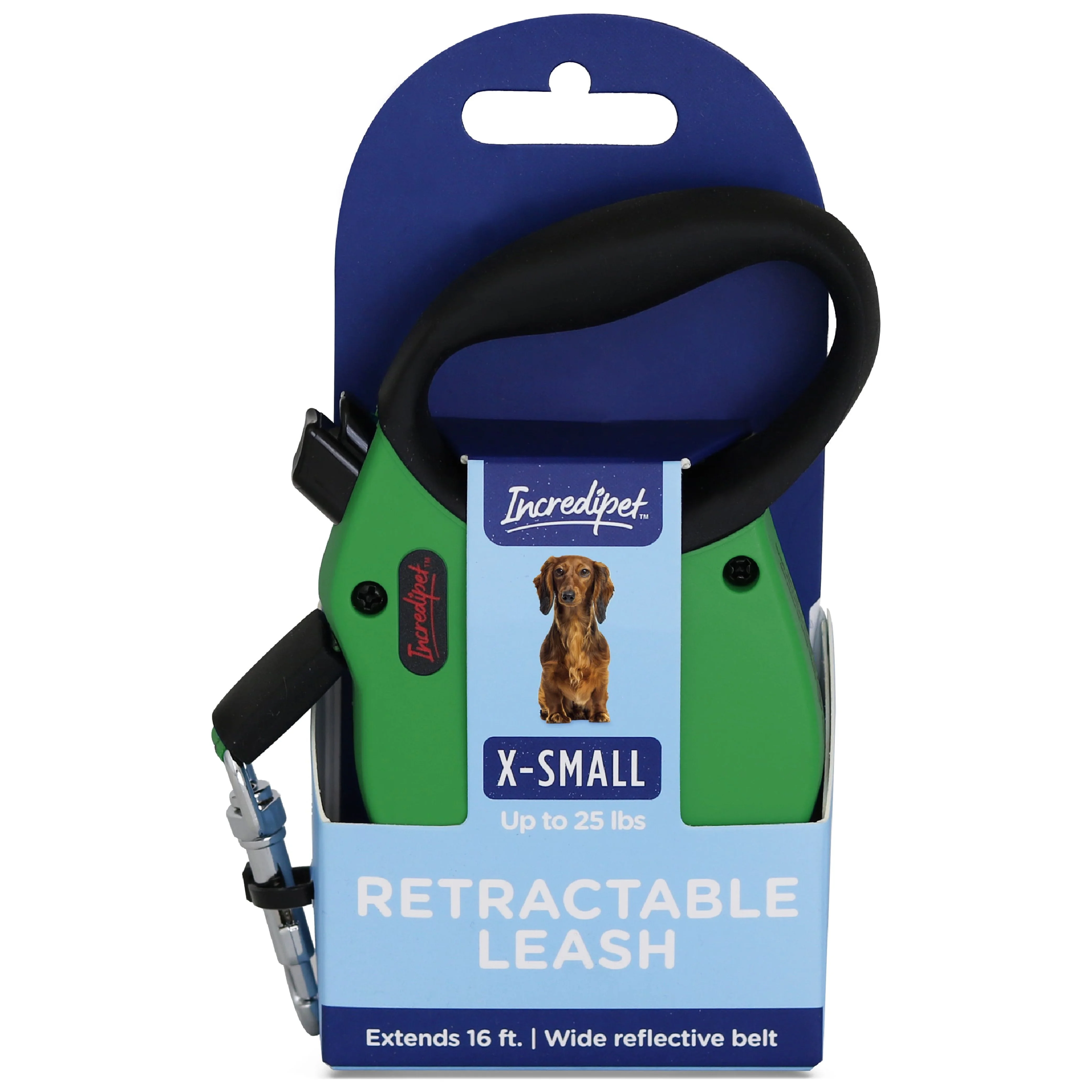 Incredipet Reflective Retractable Green Leash for Extra Small Dogs