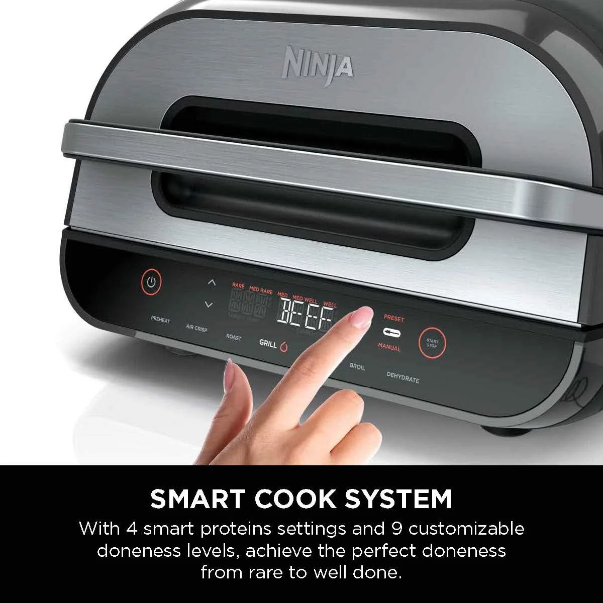 Open Box Ninja FG551 Foodi Smart XL 6-in-1 Grill And Air Fryer - Black/Silver