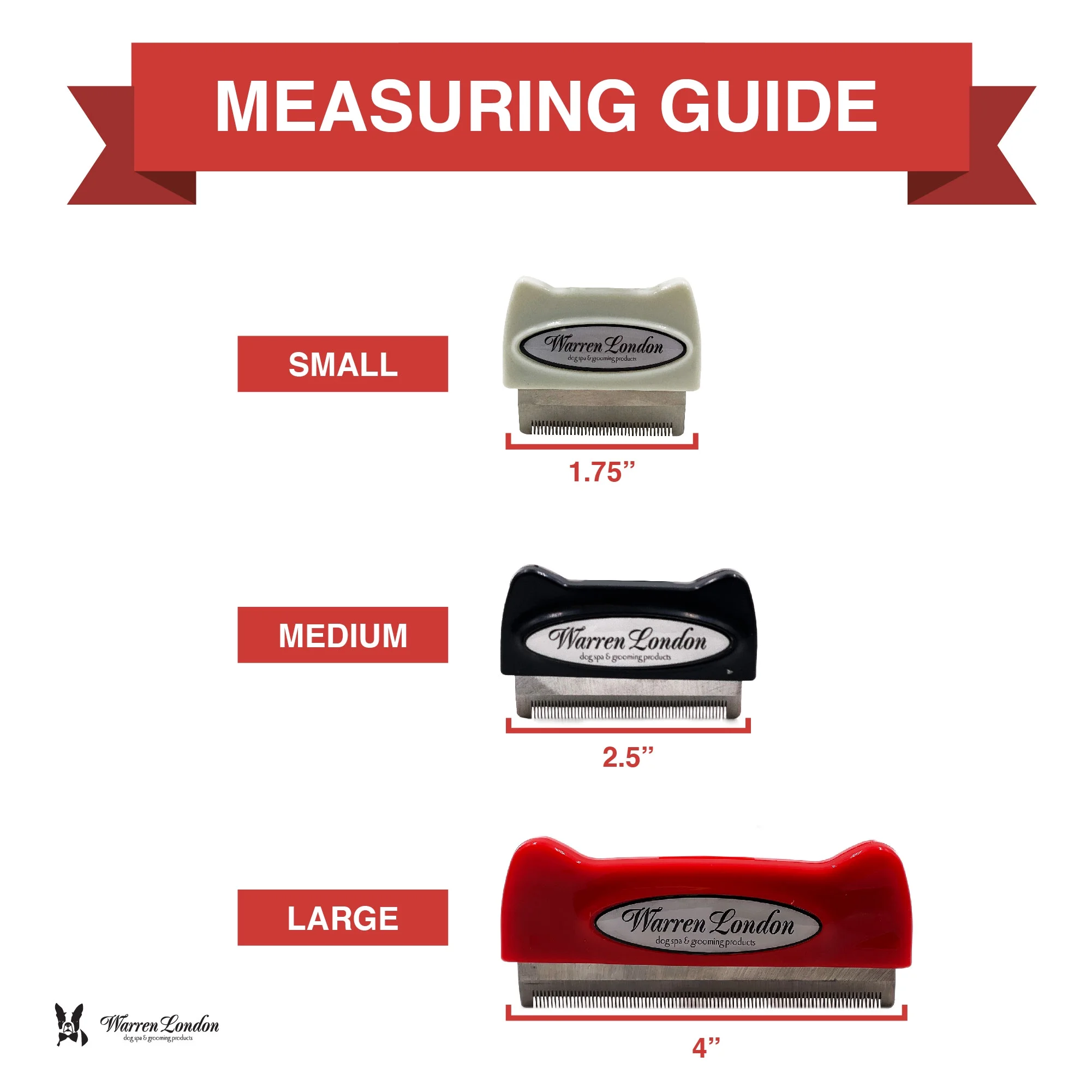 Deshedding Dog & Cat Brush by Warren London | Stainless Steel Deshedding Tool | Long Hair - Small