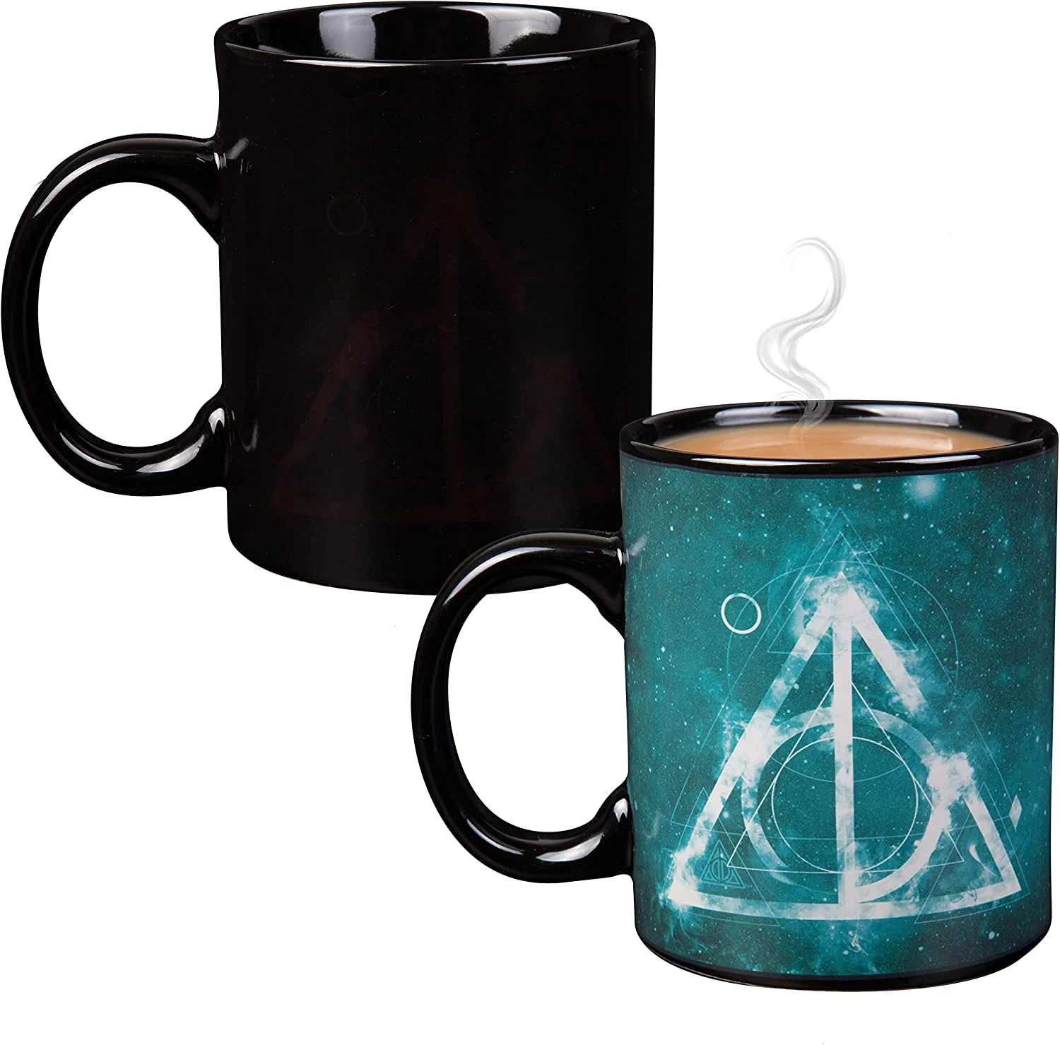 Harry Potter Deathly Hallows Heat Reveal Ceramic Coffee Mug - Image Activates with Heat - Gift for Kids and Adults