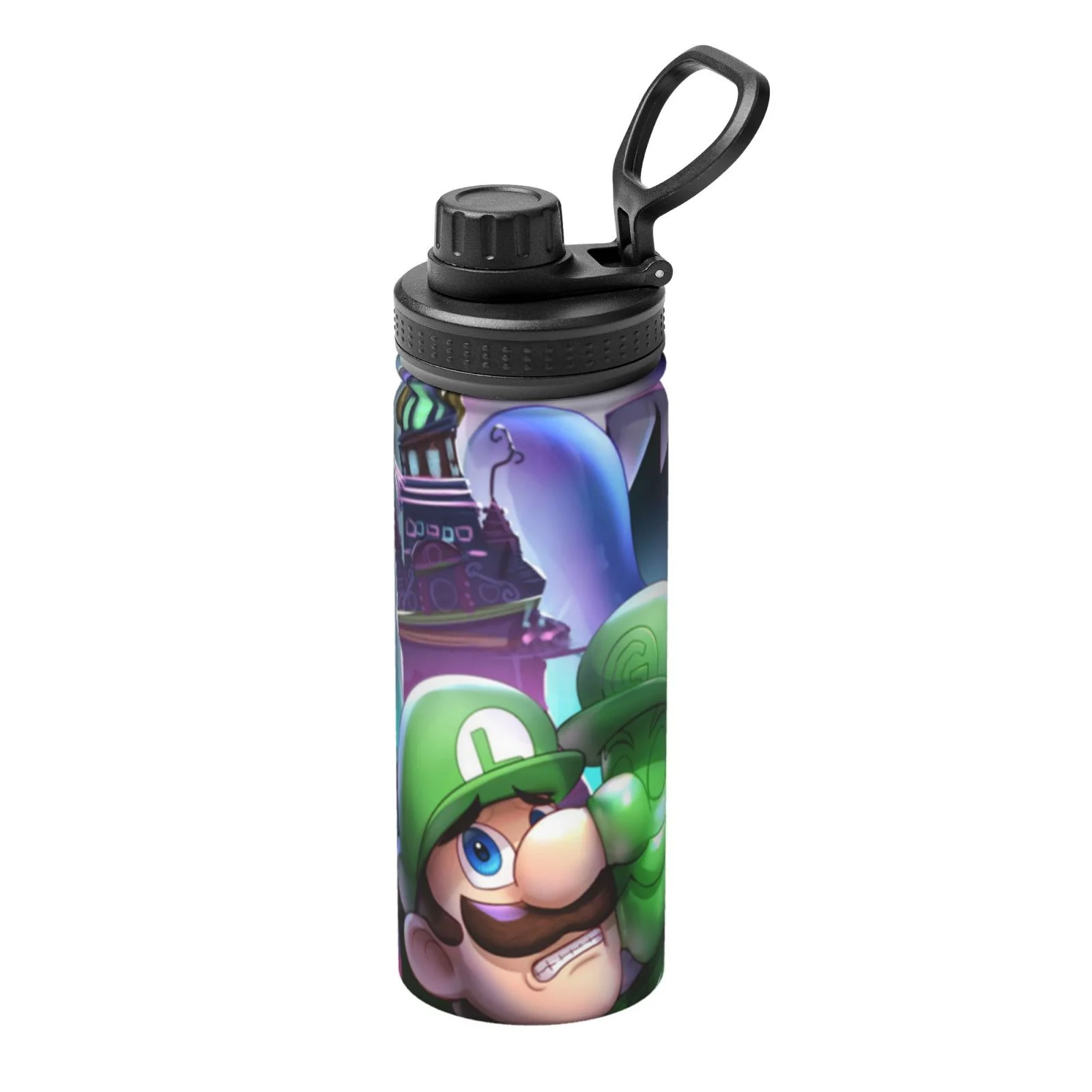Brother Luigi's Mansion Unisex Sports Insulated Water Bottles Kettle Stainless Steel Portable Cup 18OZ For School Travel Gym Running