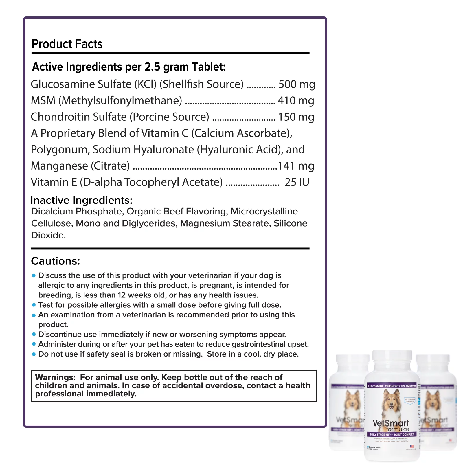 VetSmart Formulas Early Stage Hip + Joint Complex with MSM for Dogs