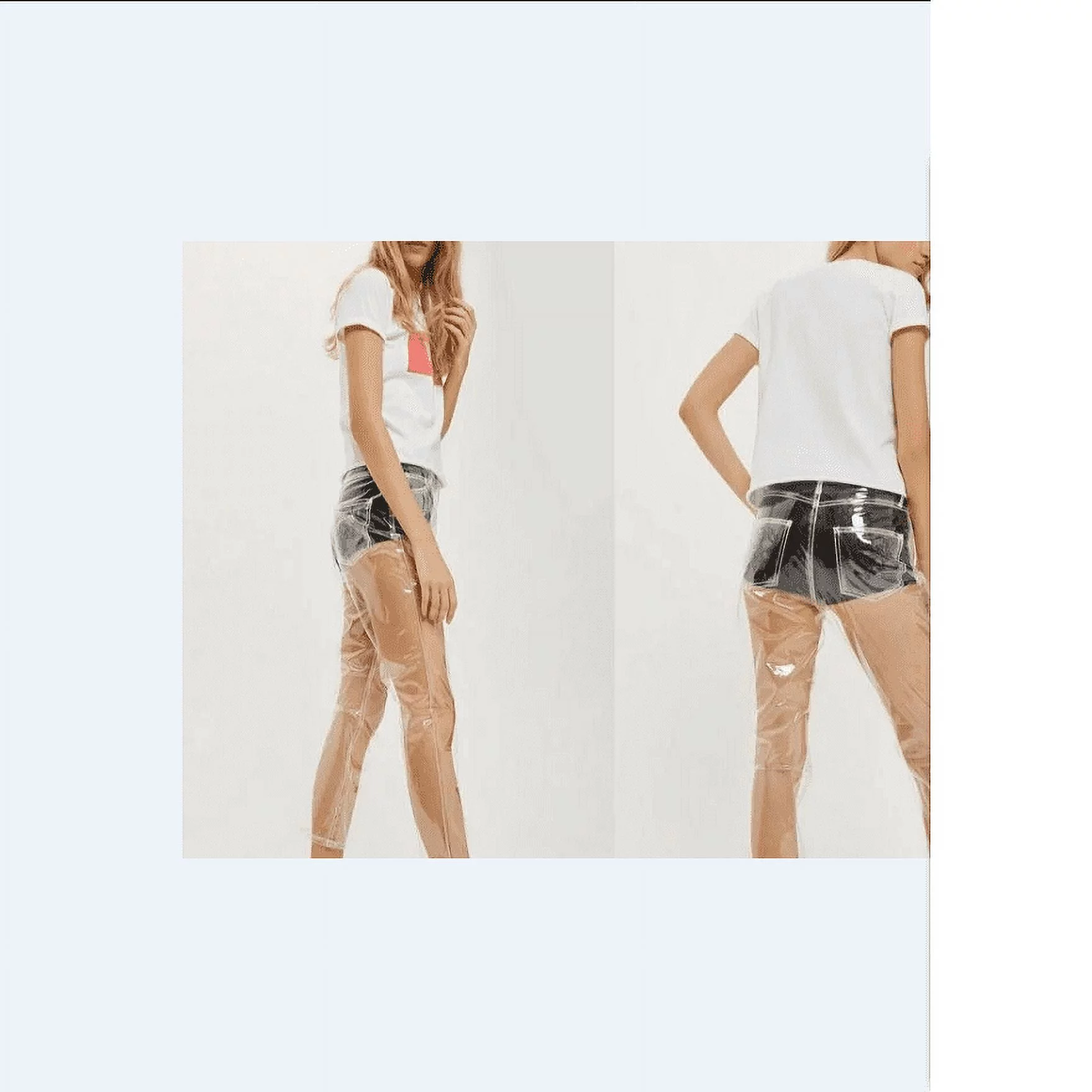 Pinkdeer Women's Transparent Pants High Waist See Though Waterproof PVC Plastic Wide Leg Pants Loose Long Trousers Fashion Streetwear