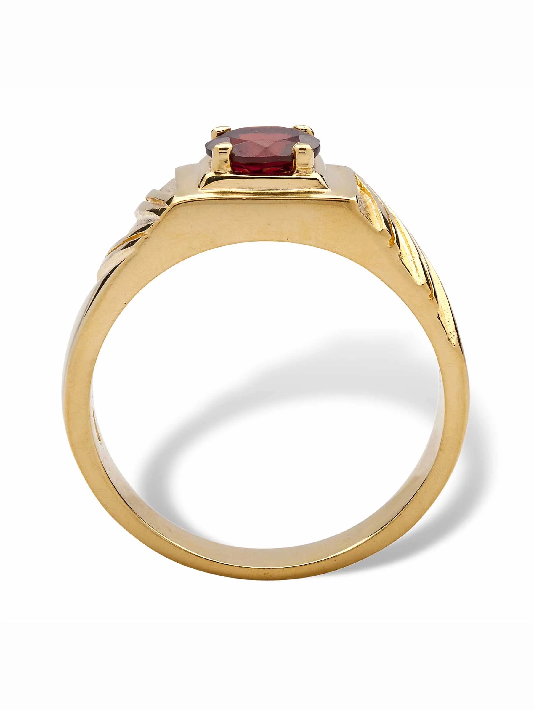 PalmBeach Jewelry Men's Round Genuine Blue Sapphire Garnet or Midnight Sapphire Sterling Silver or Gold Plated Sterling Silver Ring