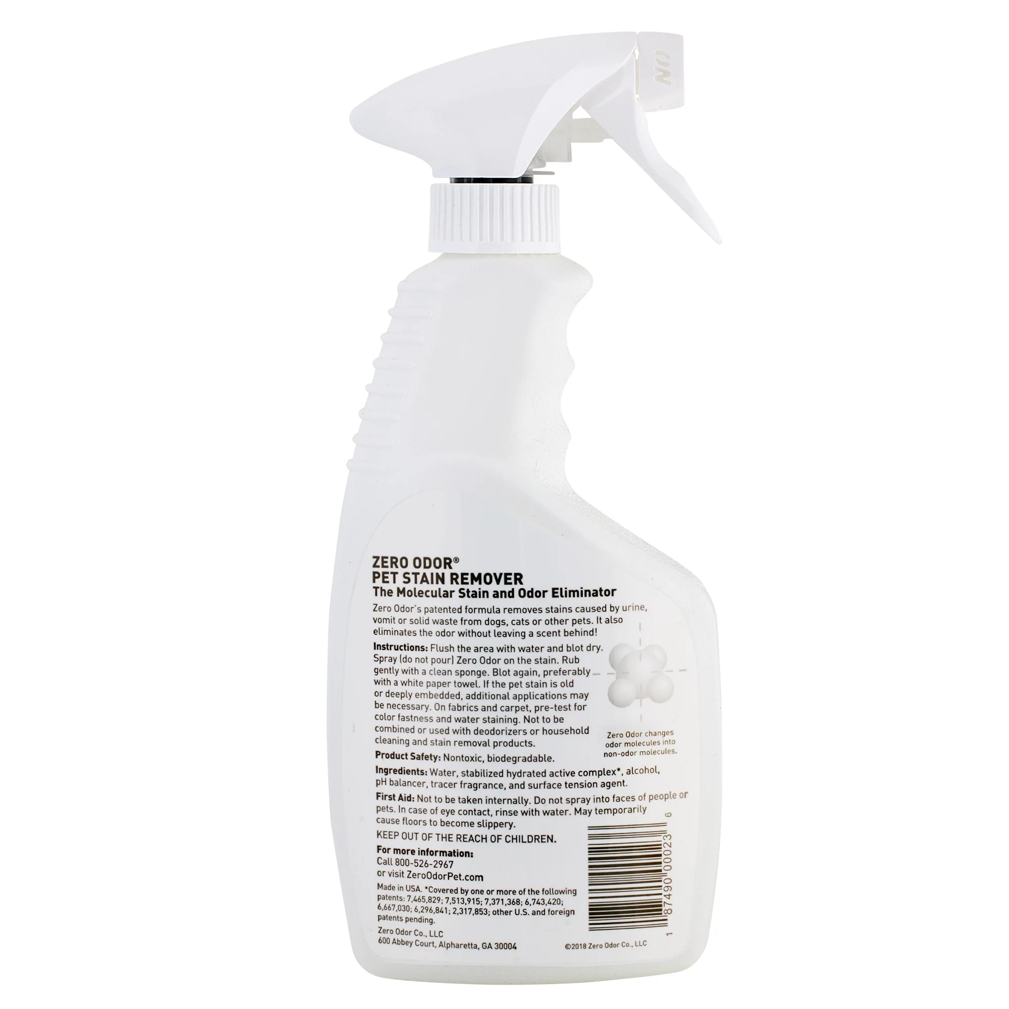 Zero Odor Pet Odor Eliminator Spray Stain Remover Urine Cleaner Deodorizer 16 oz