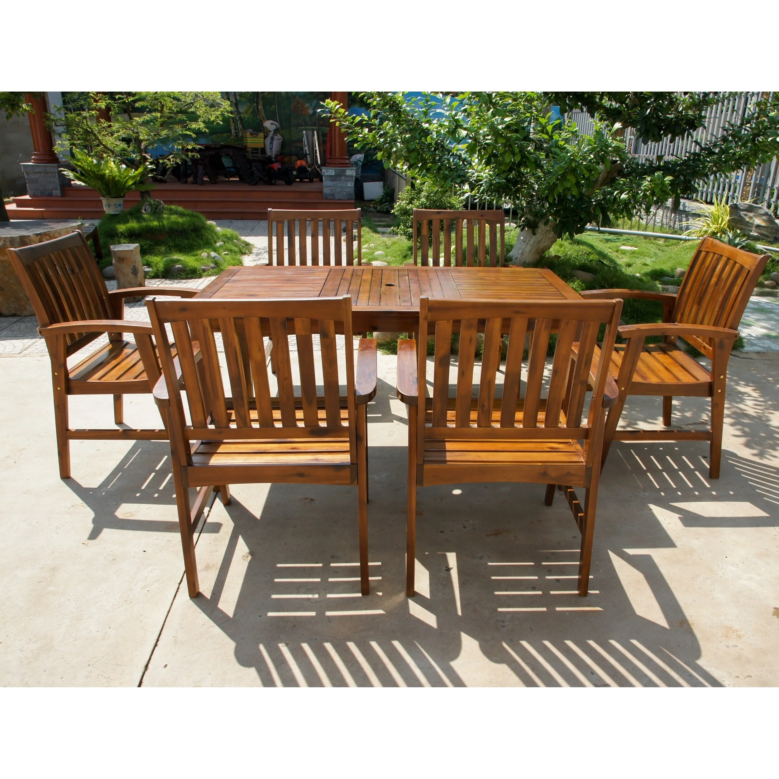 International Caravan Highland 7-Piece Acacia Patio Dining Set