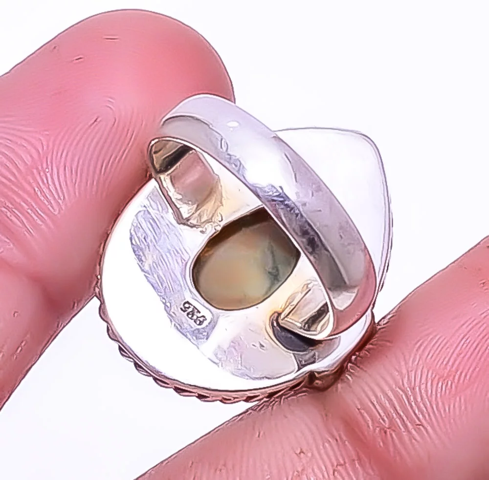 Rainforest Jasper 925 Silver Plated Handmade Boho Ring s.8 R1107-31, Valentine's Day Gift, Birthday Gift, Beautiful Jewelry For Woman & Girls