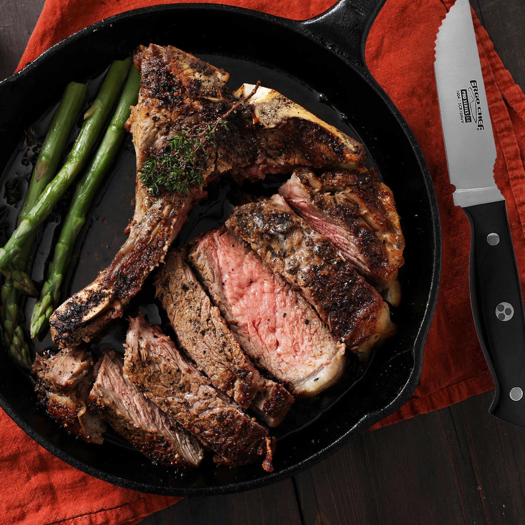 Ergo Chef Steakhouse Steak knives 4pc Steak knife set. Full Tang Triple rivet serrated tip