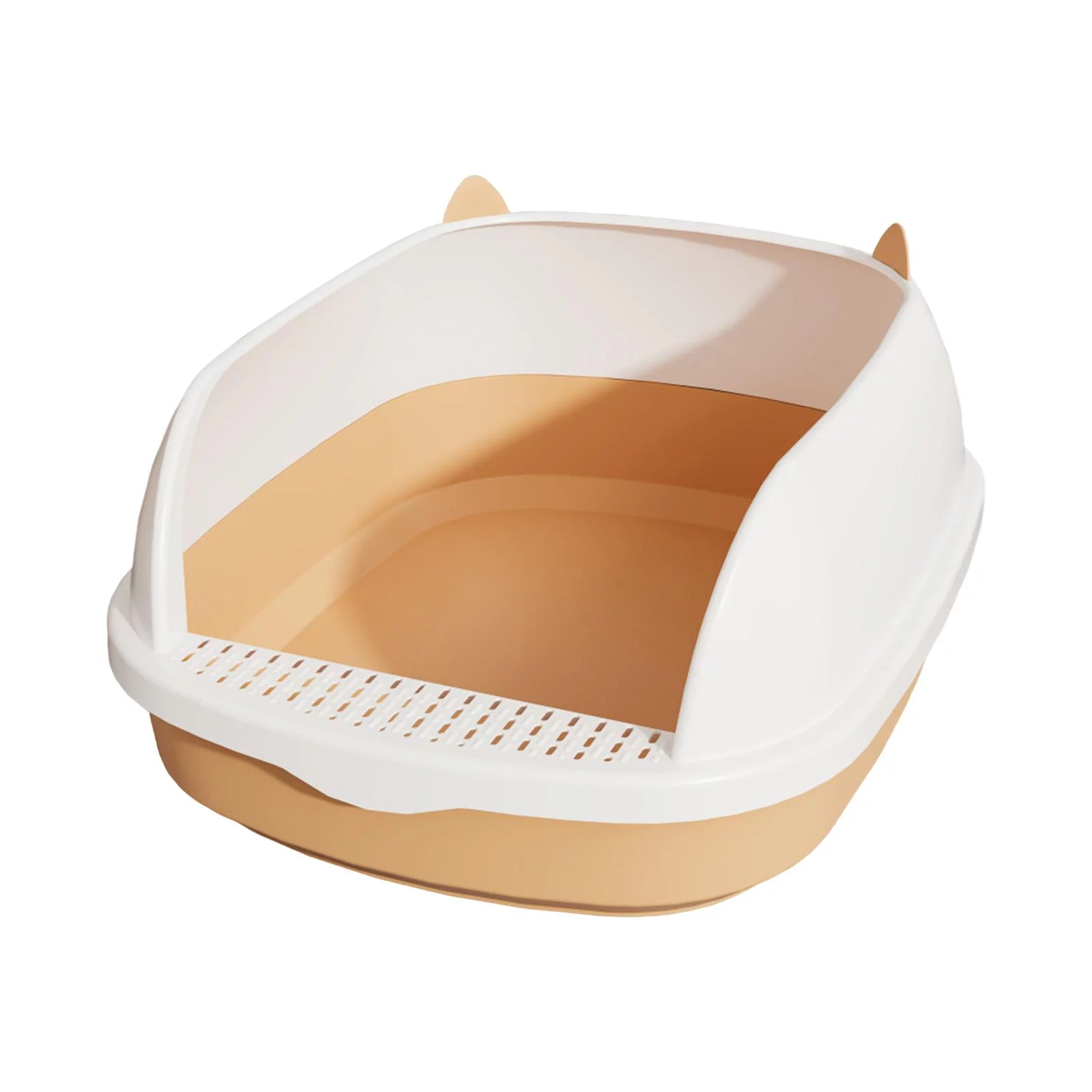 Cat Sandbox Pan Durable Anti Splashing with Sifting Litter Pedal Semi Pink S