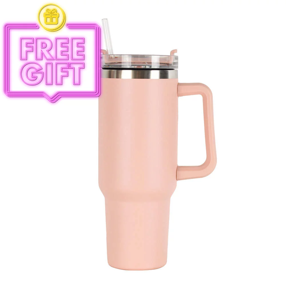 COZY WNDR Tumbler With Handle Straw & Lid Reusable Insulated Stainless Steel Travel Water Bottle Gifts For Her Free Gift With Every Purchase Limited Edition Limited Release Pink Dusk