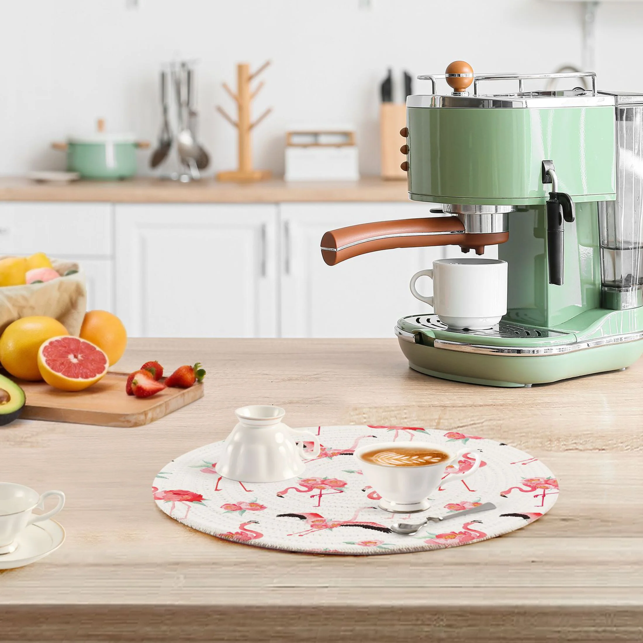 Tropical Flamingo with Peony Flowers 3 PCs Pot Holders Trivets Kitchen 15