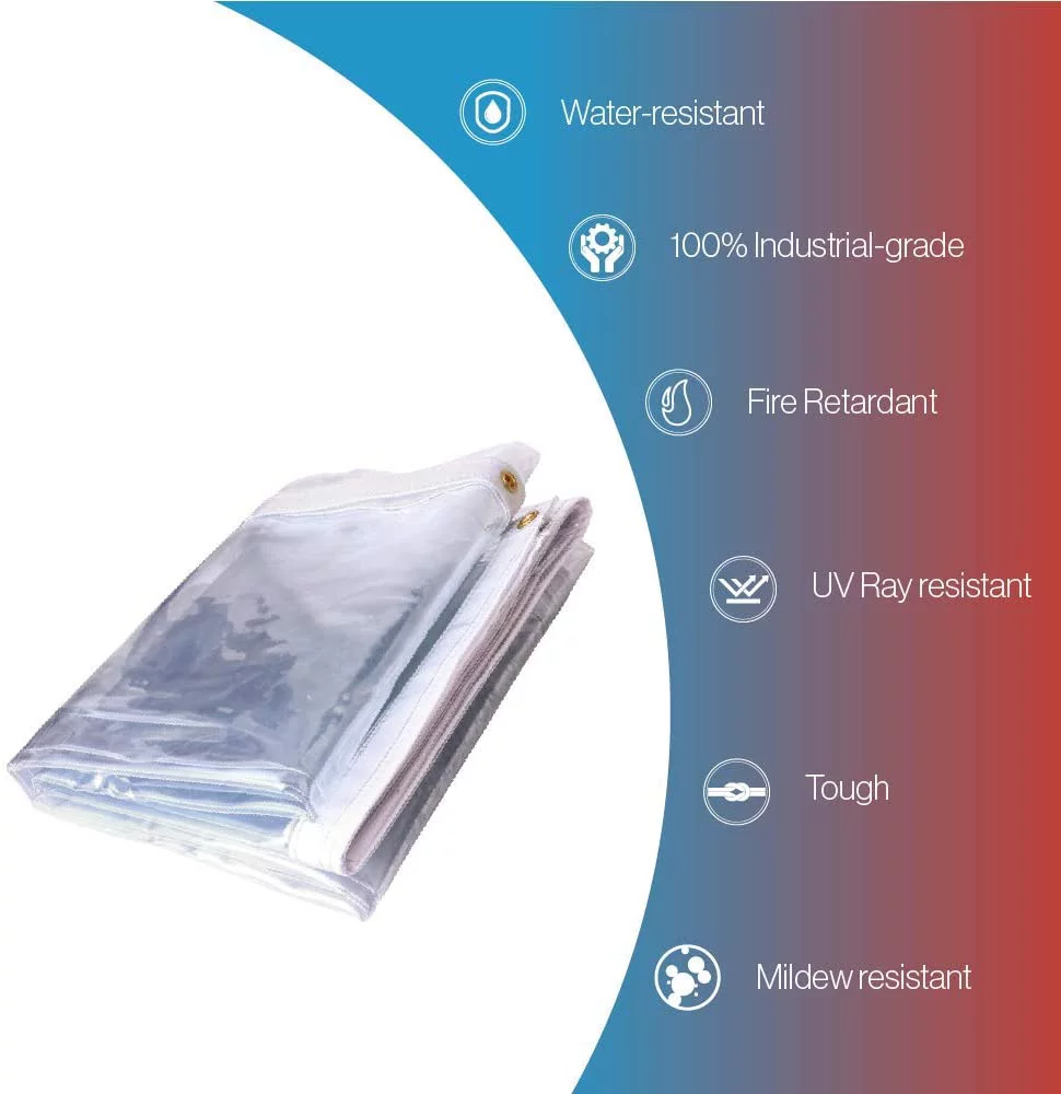 Tarps Now Fire Retardant Vinyl Tarps, 20Mil Waterproof Clear Tarp Cover - 6' x 12'