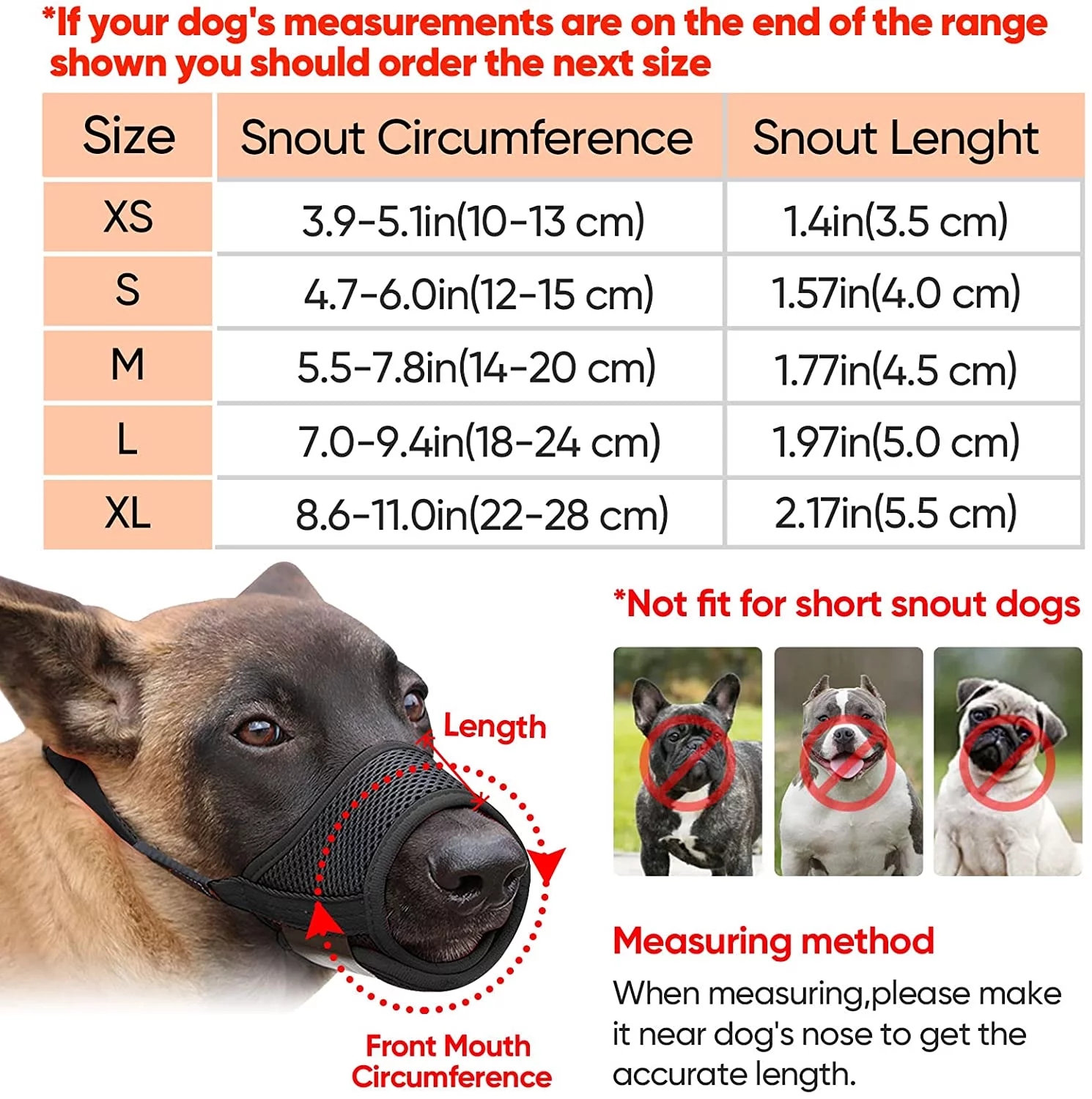 Heele Dog Muzzle Nylon Soft Muzzle Anti-Biting Barking SecureMesh Breathable Pets Mouth Cover for Small Medium Large Dogs 4 Colors 4 Sizes (M, Orange)