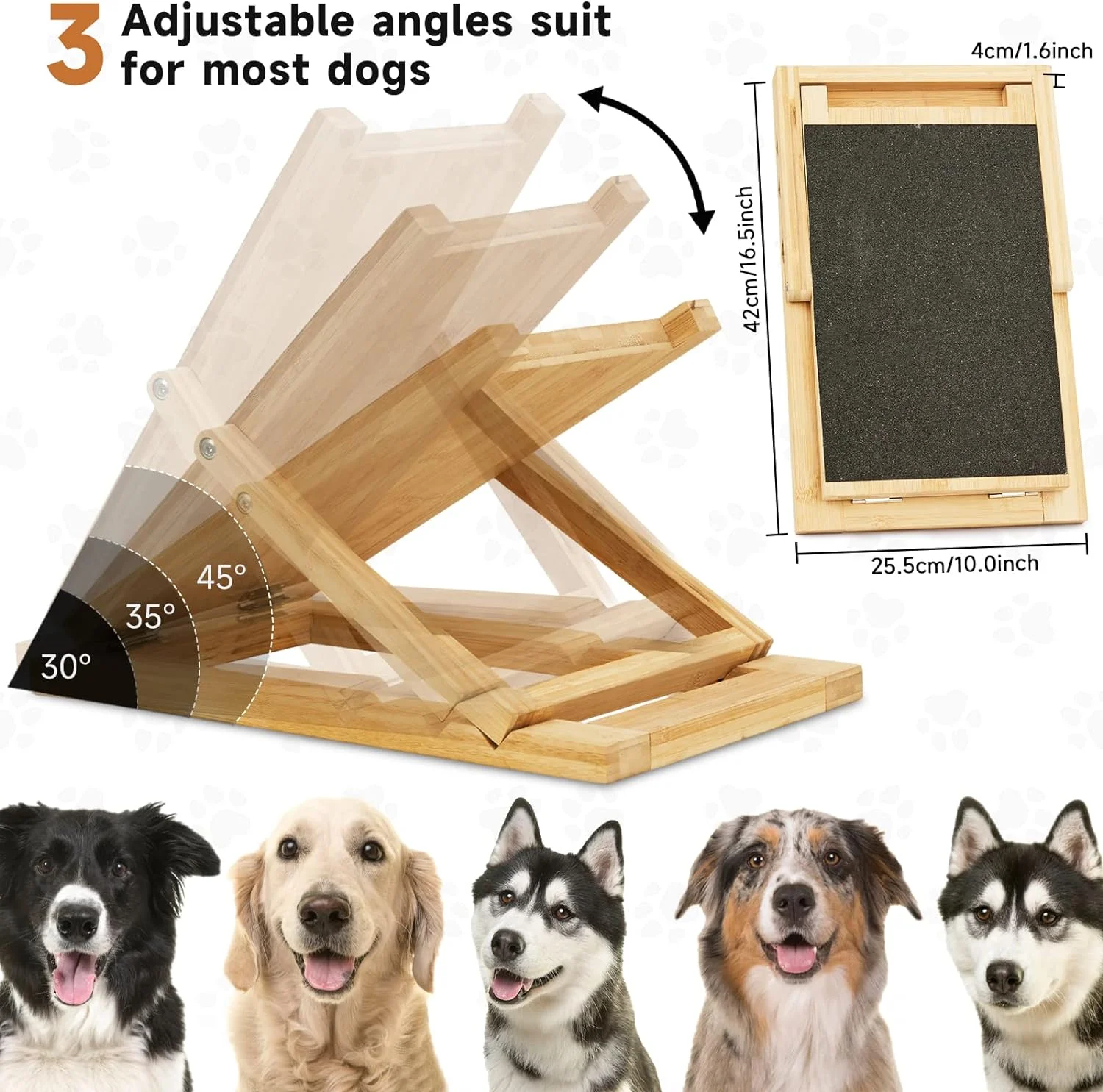 Dog Scratch Pad for Nails, Nail File Scratch Board for Dogs Paw, Anxiety Free Nail Care, Alternative to Dog Nail Clippers, 3 Adjustable Angle