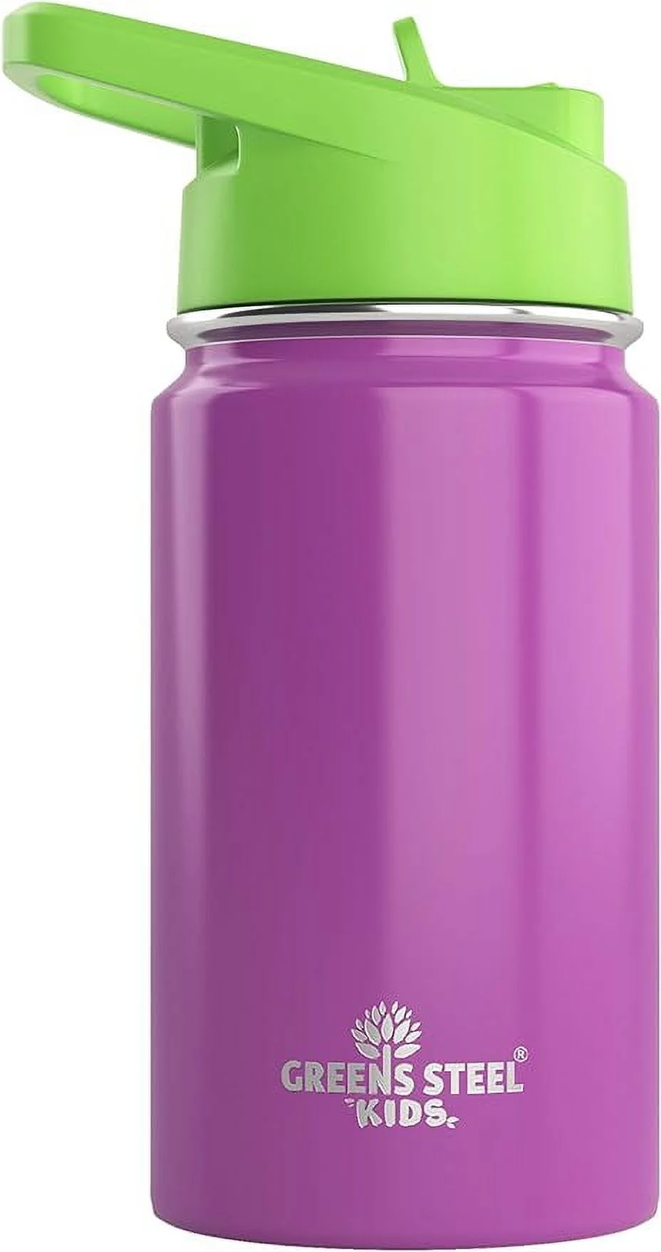 Kids Water Bottle - 12oz Purple | Leak Proof With Straw & Handle | 24 Hours Cold | Insulated, Double Wall Stainless Steel | Easy Sip Toddler Cup | Child's Flask | Eco Friendly