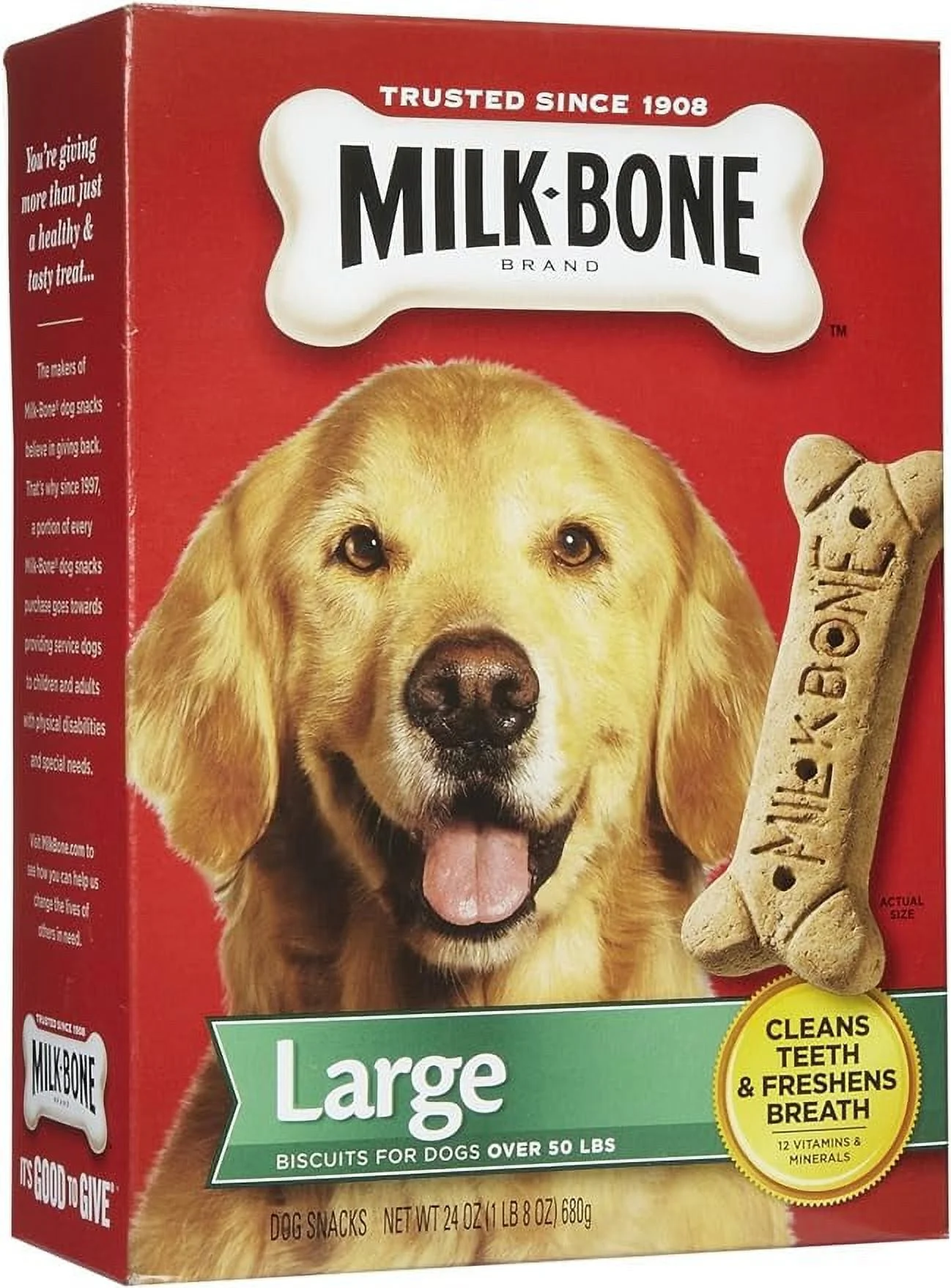 Milk Bone Crunchy Texture Snacks For Large Dogs, Teeth Clean, 24 Oz, 6 Pack