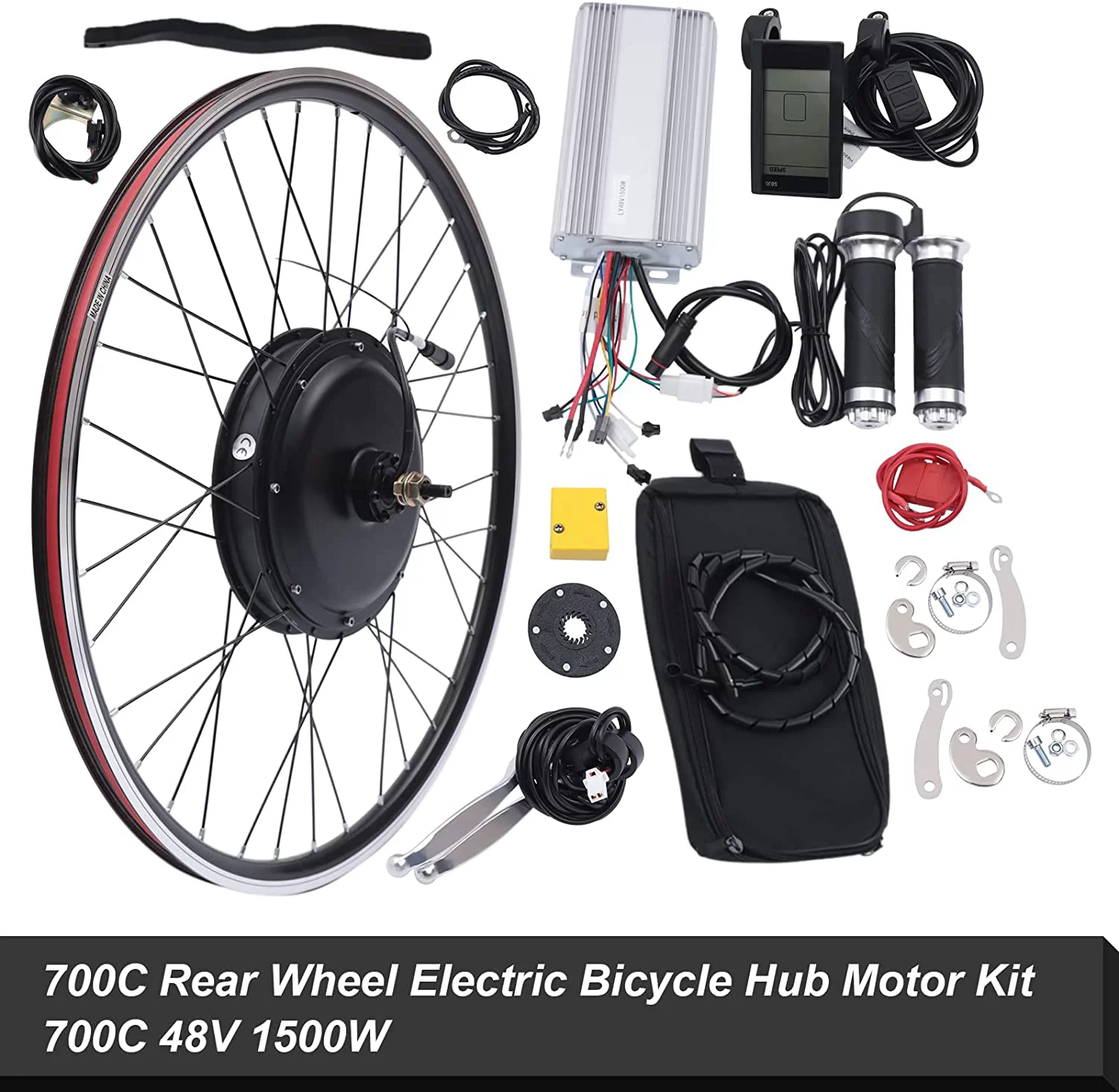Miumaeov 700C 1000W LCD Display PAS System 48V Electric Bicycle Rear Wheel Retrofit Kit