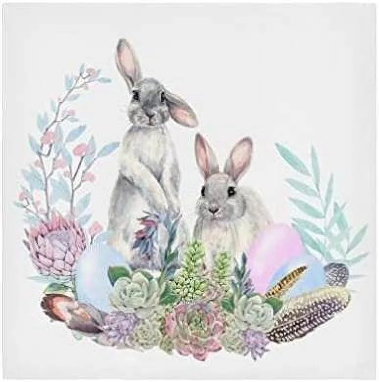 Dreamtimes Easter Bunny Cloth Napkins Set of 6, Oversized Washable Reusable Polyester Dinner Table Napkins for Family, Restaurant, Party Decor, 20 x 20 Inch