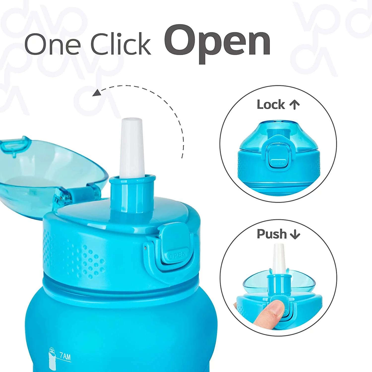 Venture Pal Half Gallon/64oz Motivational Water Bottle with Straw and Times to Drink