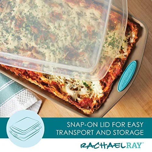 Rachael Ray Cucina Nonstick Bakeware Baking Pans Set, 10-Piece, Latte Brown and Agave Blue