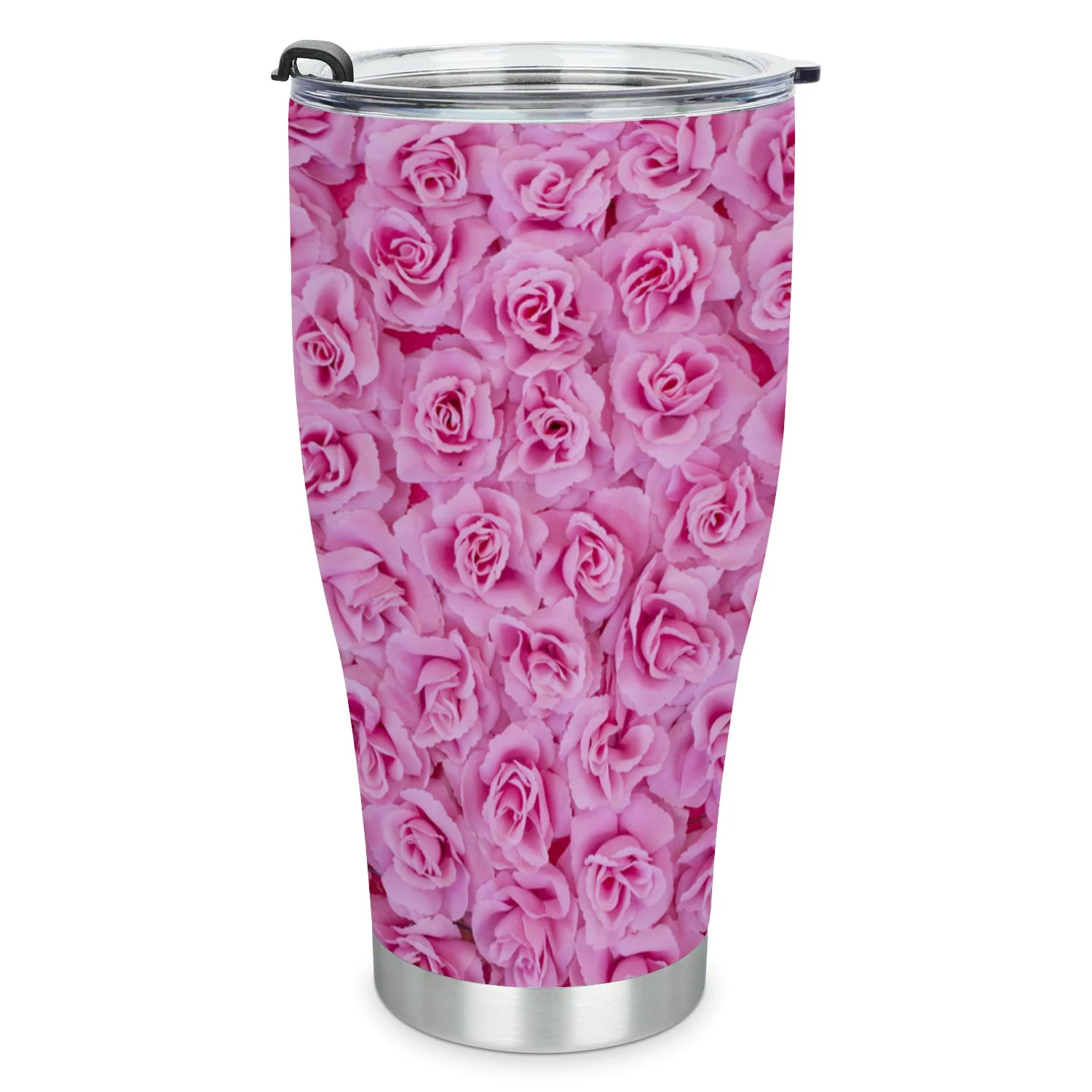 Hidove Stainless Steel Tumbler, Background Image of Pink Roses 30oz Leak Proof & Stainless Steel Bottle for Hot & Cold Drinks - Coffee Travel Mug, Water Metal Canteen, Thermal Cup