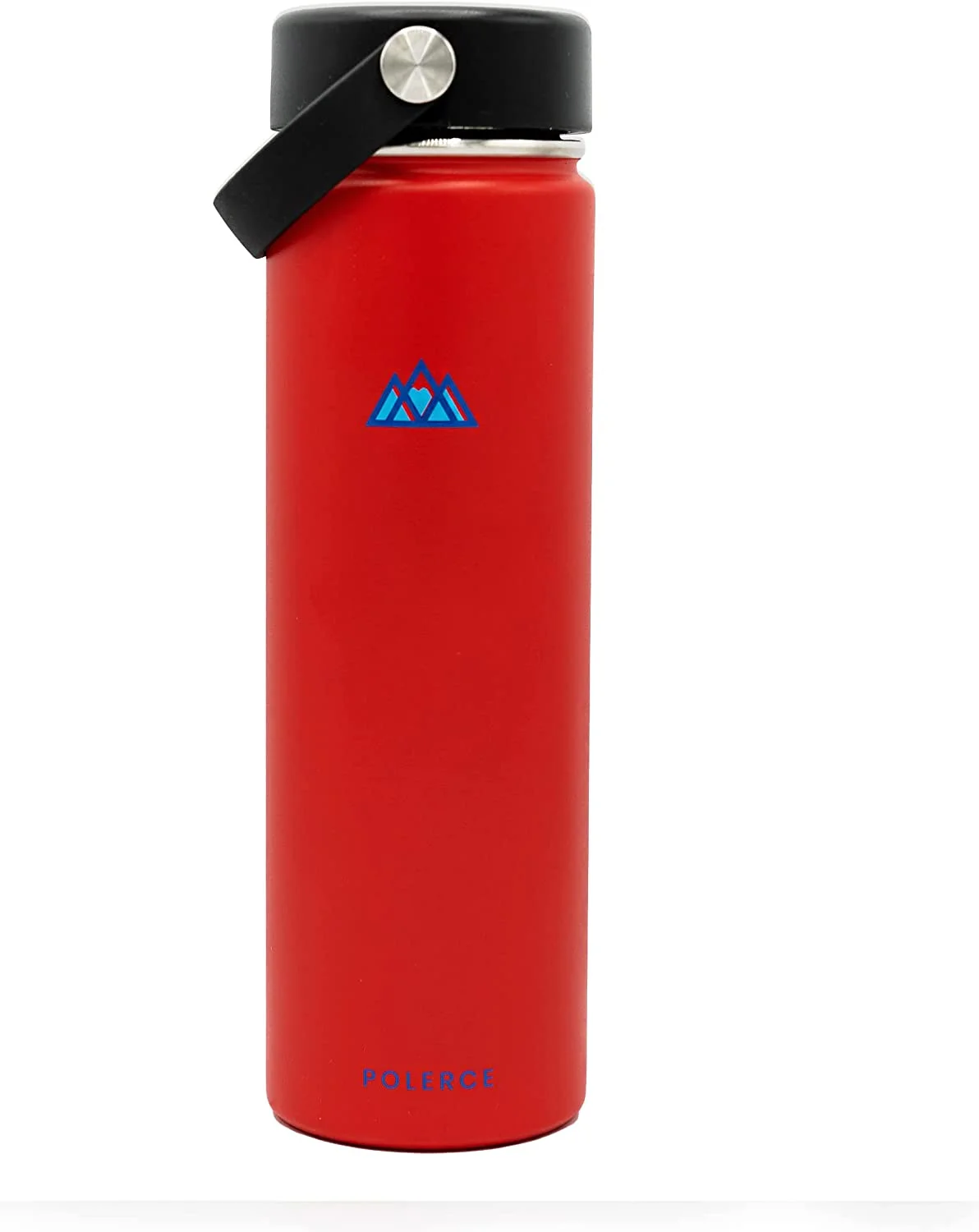 Vacuum Insulated Bottle with 3 Lids - Stainless Steel Thermally Insulated Flask - by Polerce (21 Oz, Red)