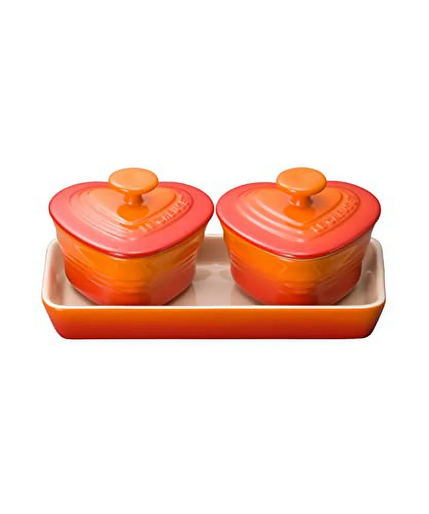 Le Creuset Heat resistant container petit lamquin d'amour set, orange, heat resistant, microwave oven safe, microwave oven safe, wedding gift, anniversary, bridal gift, gift for a wedding party, gift
