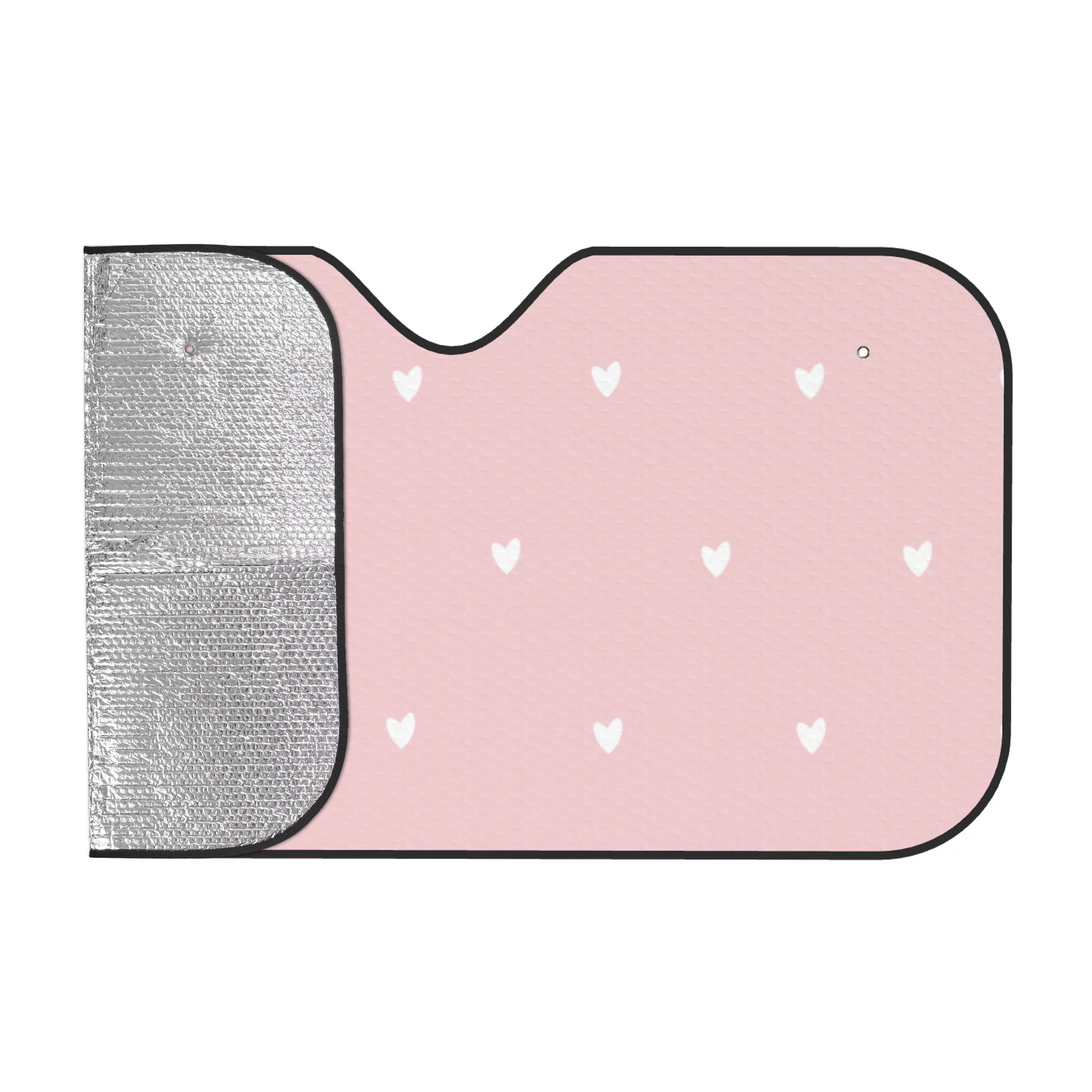 YFYANG Front Windshield Sun Shade, Pink Heart Pattern Foldable Car Visor for Cars, Trucks, SUVs, Small