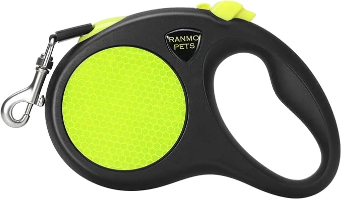 Dog Retractable Leash with Nylon casing for Dog up to 77 lbs; 16 ft Polyester Tape; The Eagle Mouth Bionics Design Rope Outlet and Tangle-Free; (Green), Medium