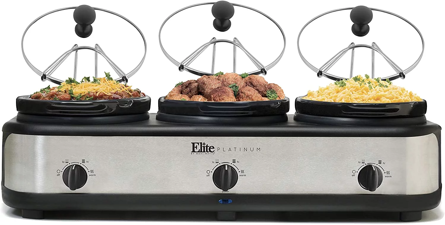 Elite Platinum 3 x 2.5Qt. Triple Slow Cooker EWMST-325FFP