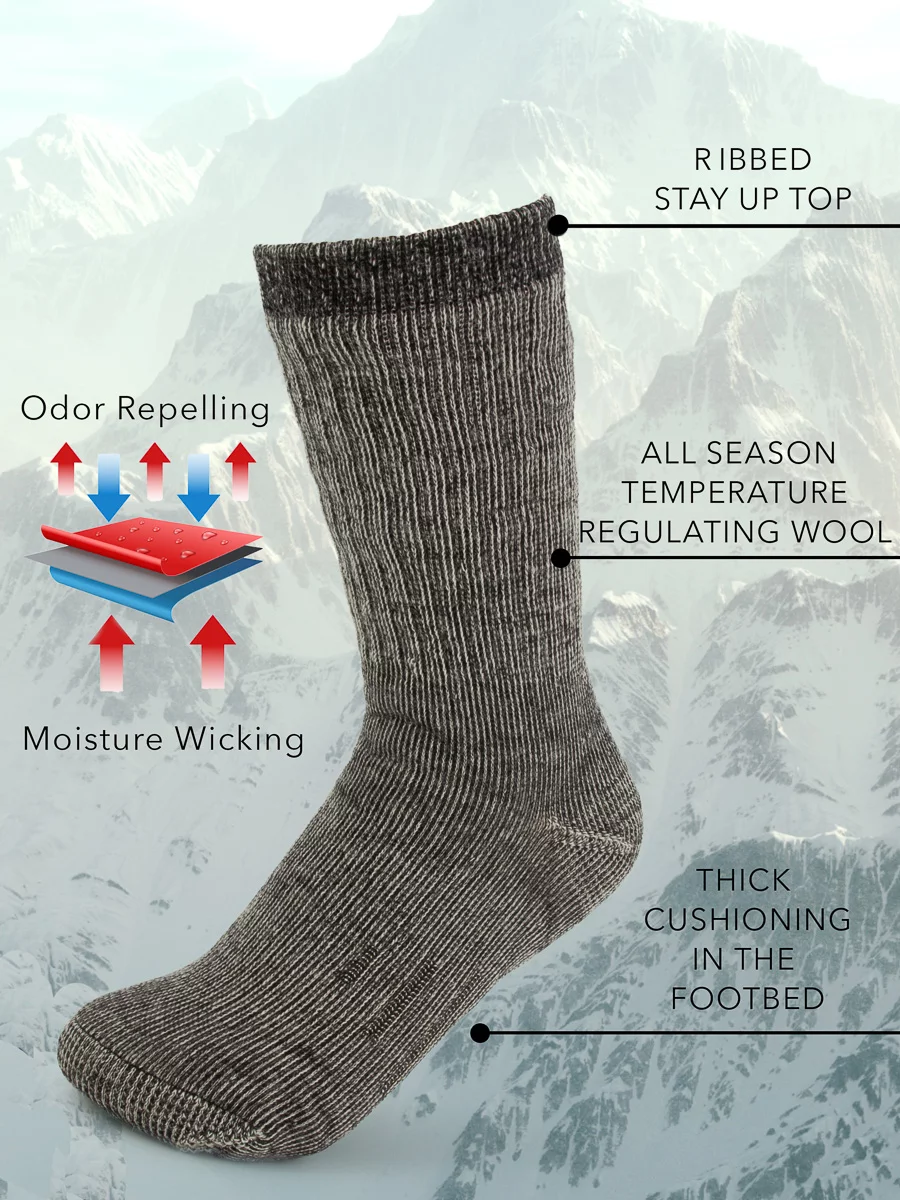 DG Hill 3 Pairs Thermal 80% Merino Wool Kids Socks