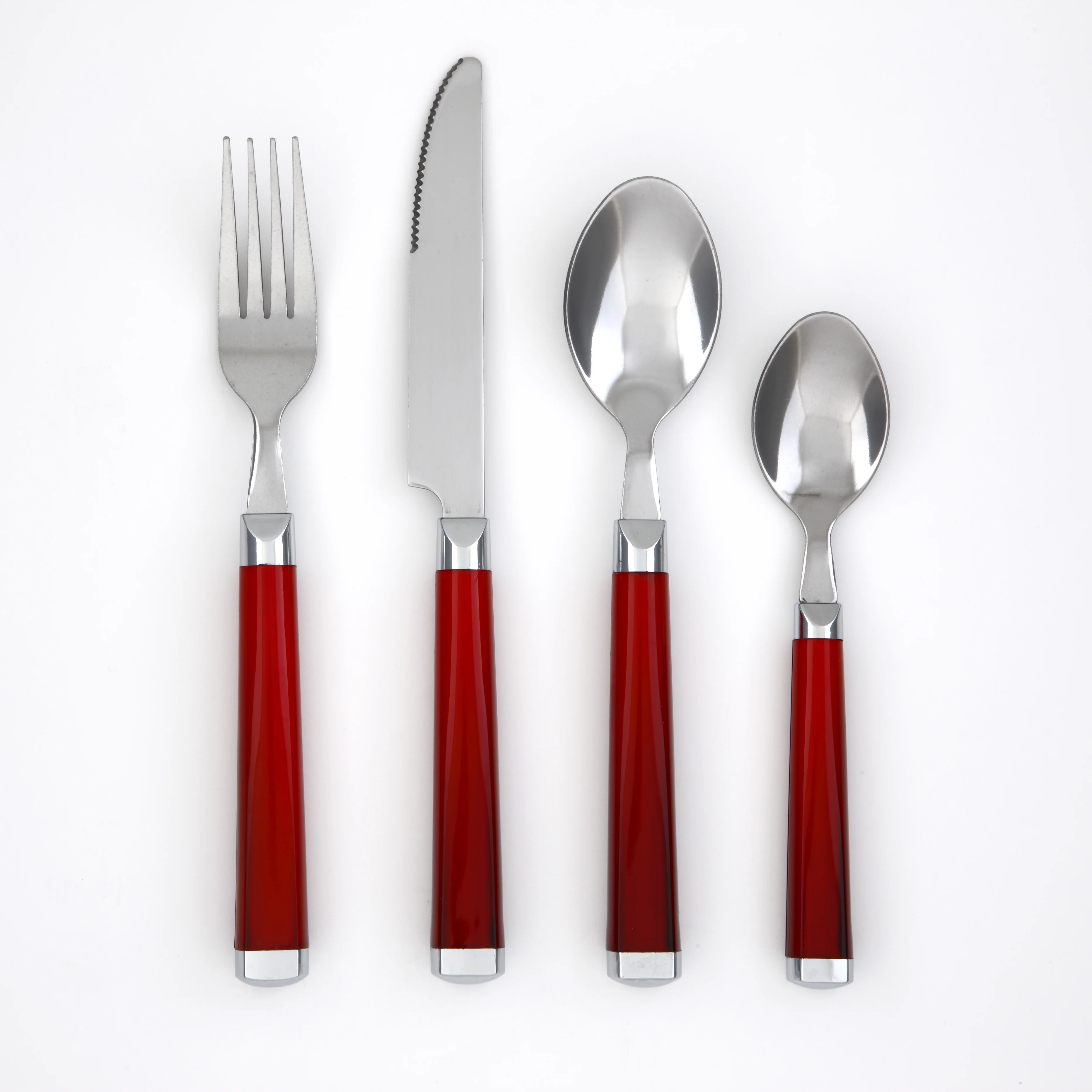 Cambridge Silversmiths Temptation Red 16-Piece Flatware Set with Storage Caddy, Service for 4