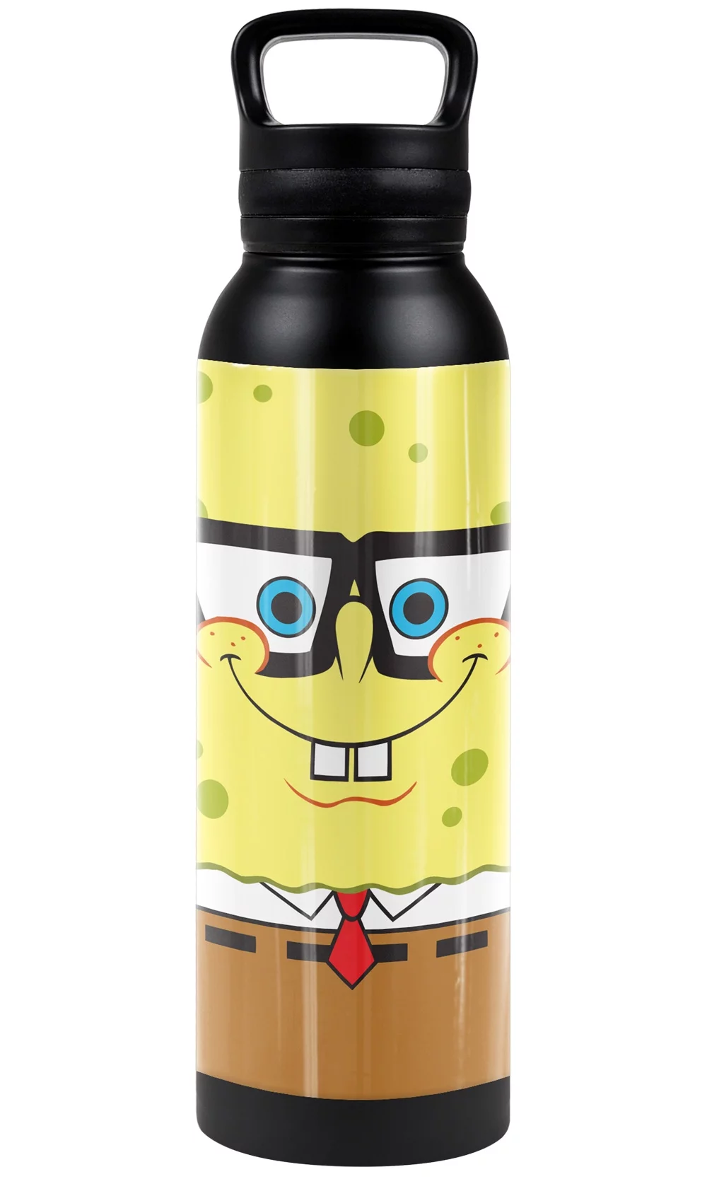 Spongebob Official Spongebob Nerd Face 24 oz Insulated Canteen Water Bottle, Leak Resistant, Vacuum Insulated Stainless Steel with Loop Cap