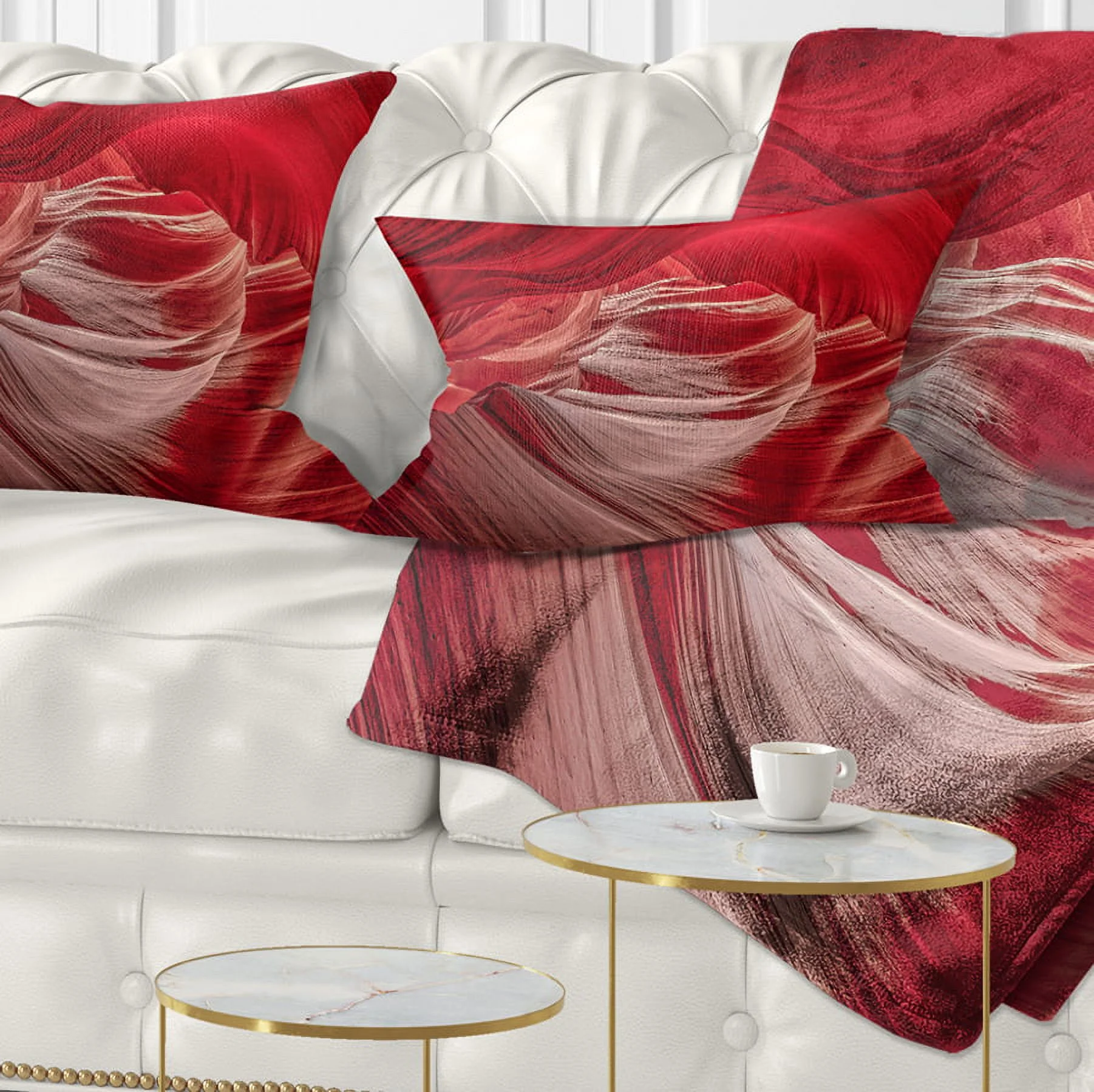 Designart Red Shade in Antelope Canyon - Landscape Photography Throw Pillow - 12x20