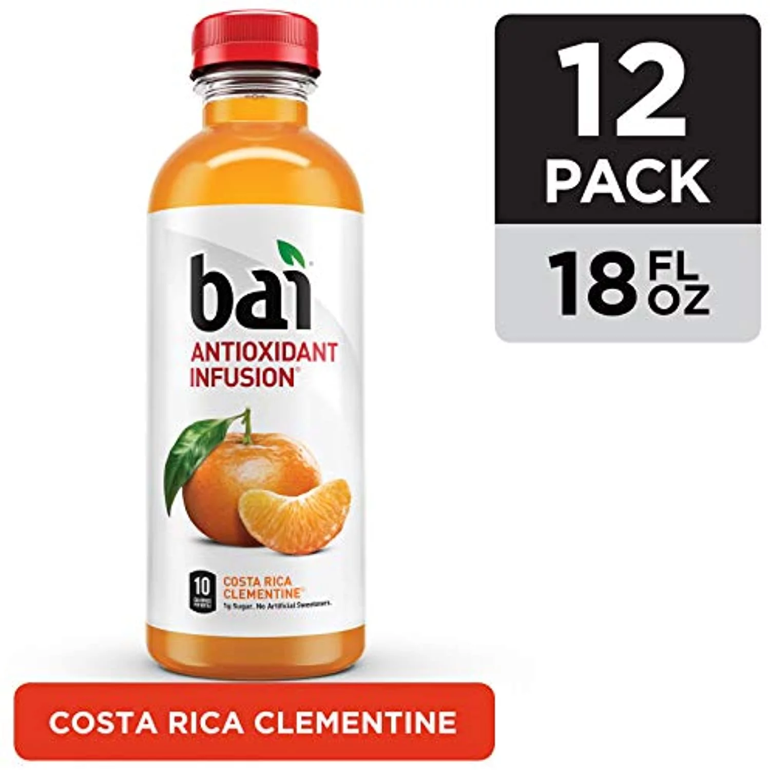 Bai Flavored Water, Costa Rica Clementine, Antioxidant Infused Drinks, 18 Fluid Ounce Bottles, (Pack Of 12)