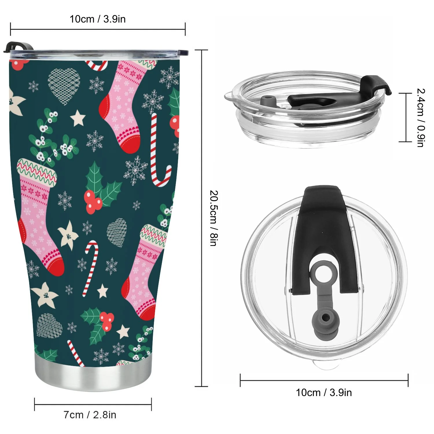 Hidove Stainless Steel Tumbler, Christmas Background 30oz Leak Proof & Stainless Steel Bottle for Hot & Cold Drinks - Coffee Travel Mug, Water Metal Canteen, Thermal Cup