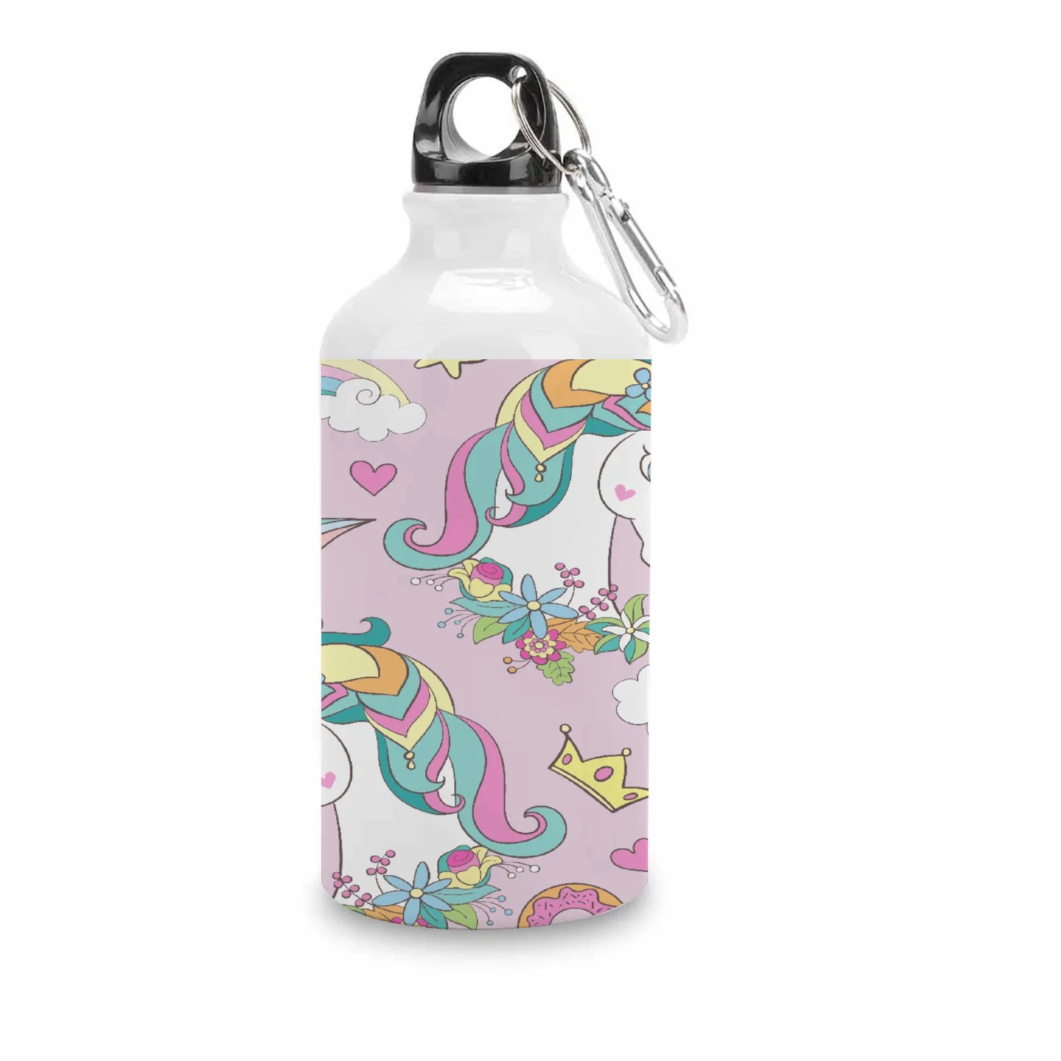GZHJMY Sports Water Bottles, Pink Castle Unicorn and Rainbow Large Capacity Aluminium Portable Leakproof Lightweight Drink Bottles for Fitness and Outdoor Enthusiasts