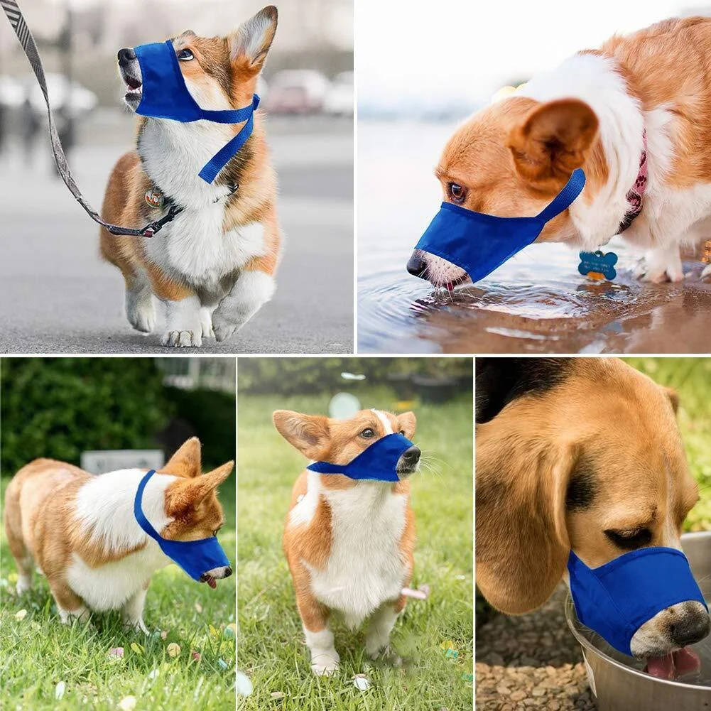 4pcs Adjustable Dog Muzzle Anti Stop Bite Barking Chewing Mesh Mask Training Pet