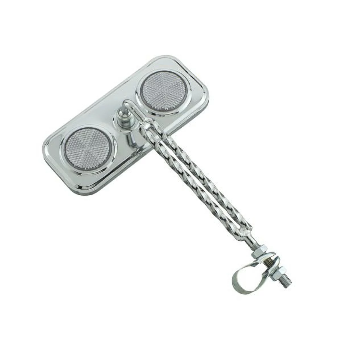 Lowrider Classic Rectangle Double Twisted Bike Mirror Chrome, White Reflectors