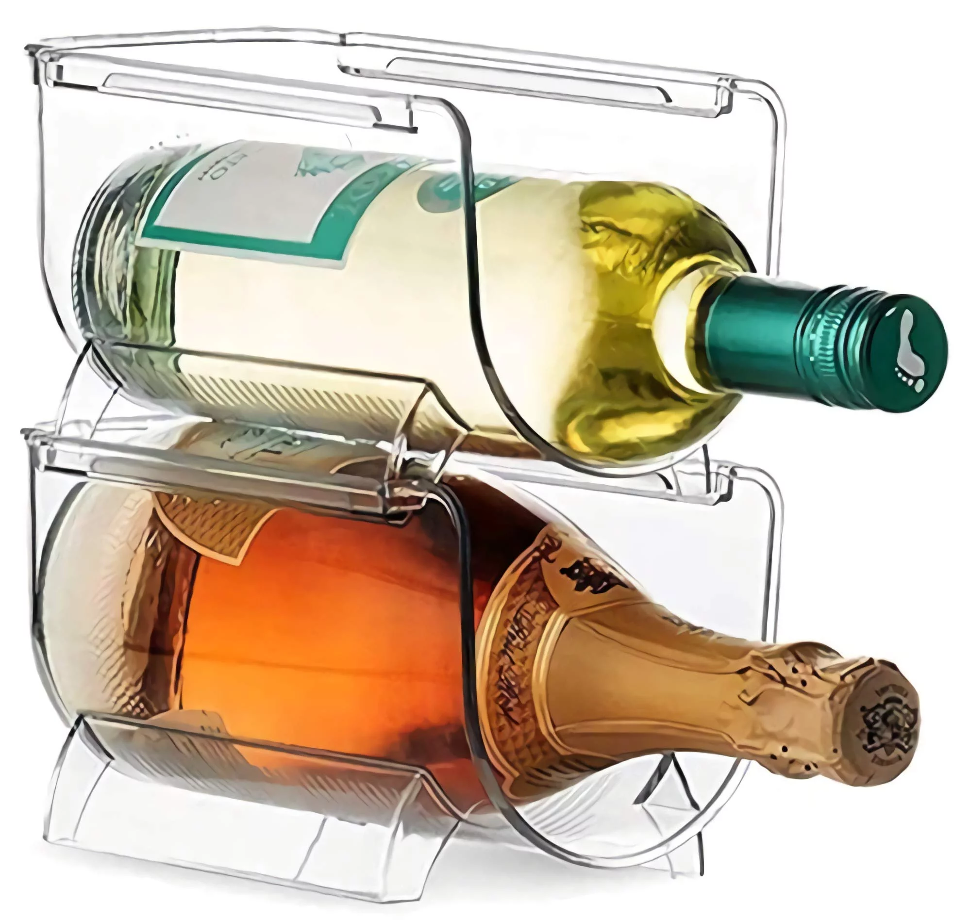 Wine & Water Bottle Organizer Holder Stackable Wine Rack for Kitchen Countertops, Table Top, Pantry, Fridge, Bars – Acrylic, Free Standing Wine Shelf – Holds Beer, Pop, Soda & Cans (2pack)