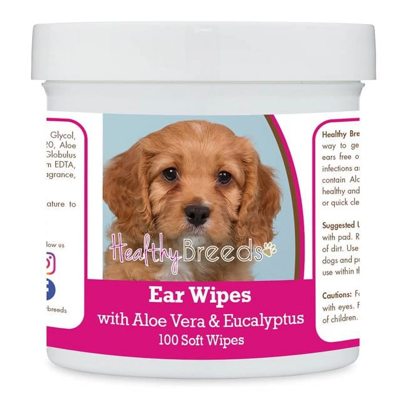 Healthy Breeds 192959823332 Cavapoo Ear Cleaning Wipes with Aloe & Eucalyptus for Dogs - 100 Count