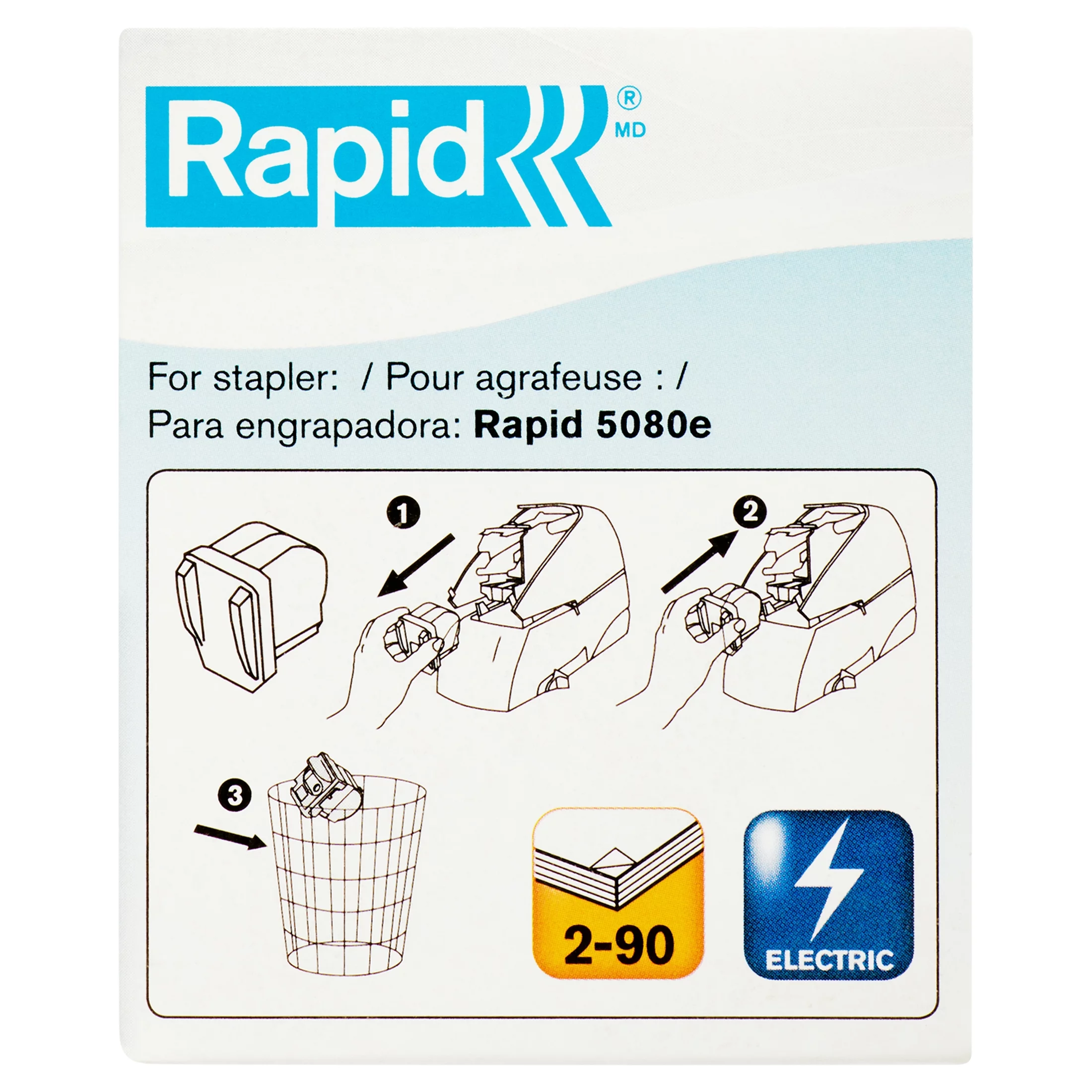 Rapid 5080e Staple Cartridge, Silver, 5000 / Box (Quantity)