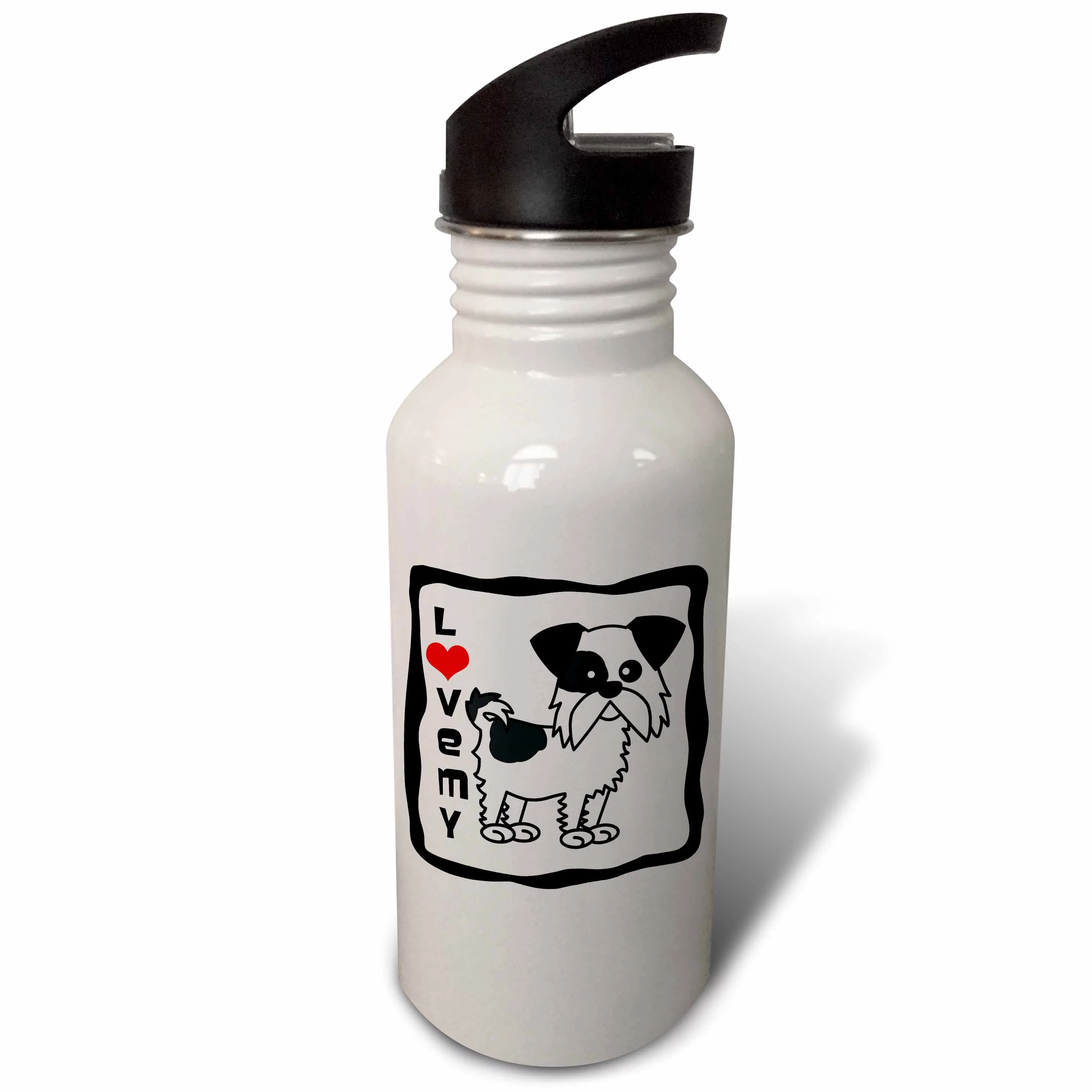 I Love My Shih Tzu Black and White 21 oz Sports Water Bottle wb-10836-1