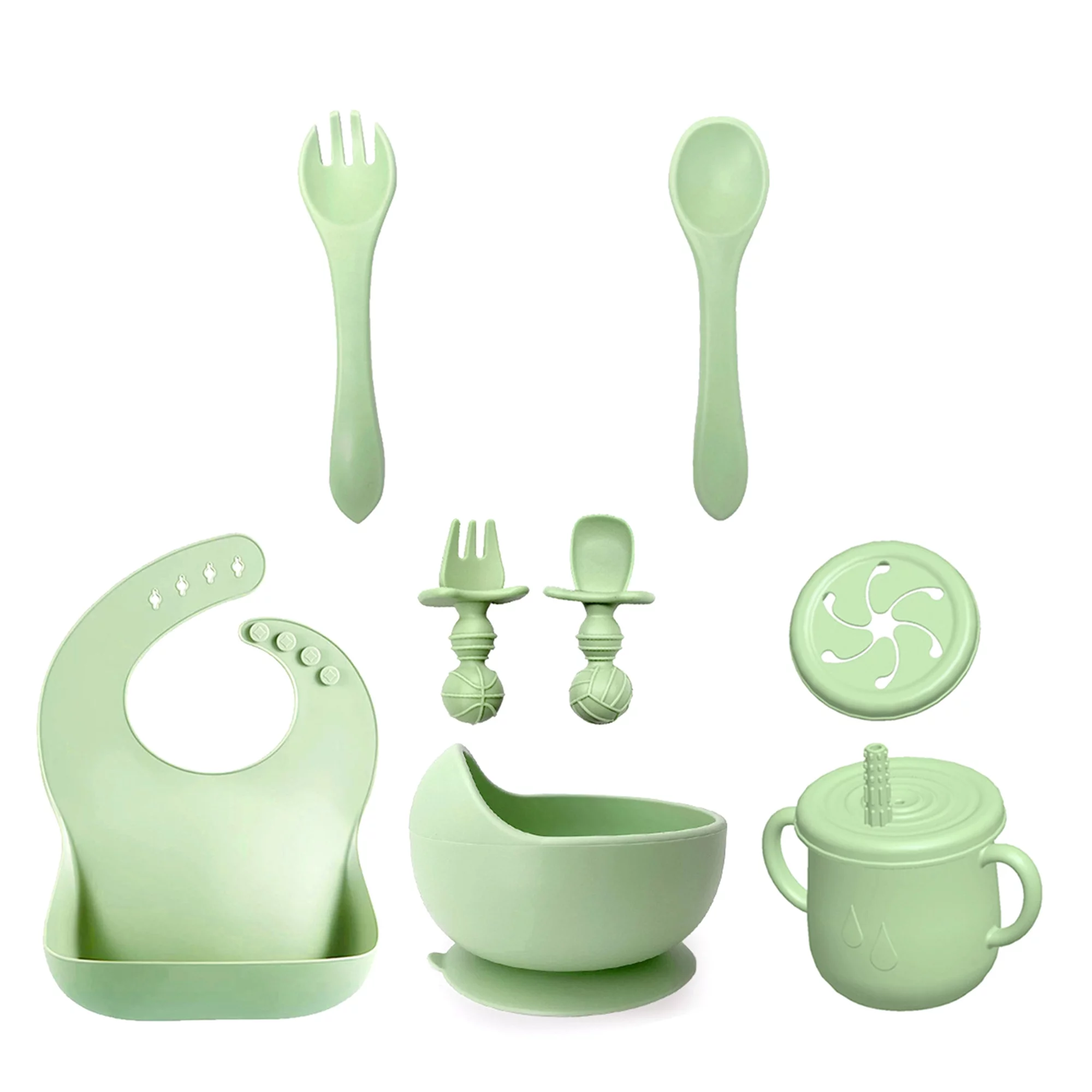 Baby Led Weaning Set Bee Shaped Plate with Bibs, Spoon and Fork Cup
