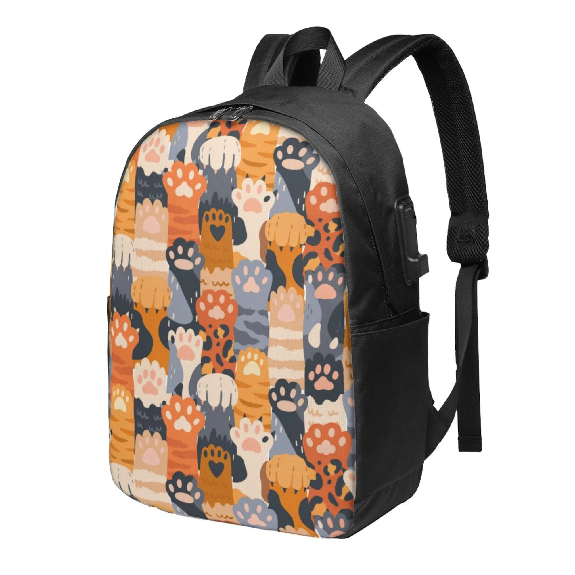 TEQUAN Travel Laptop Backpack, Cute Colorful Cat Paws Prints Outdoor Hiking Bag School Bookbag Casual Lightweight Daypack