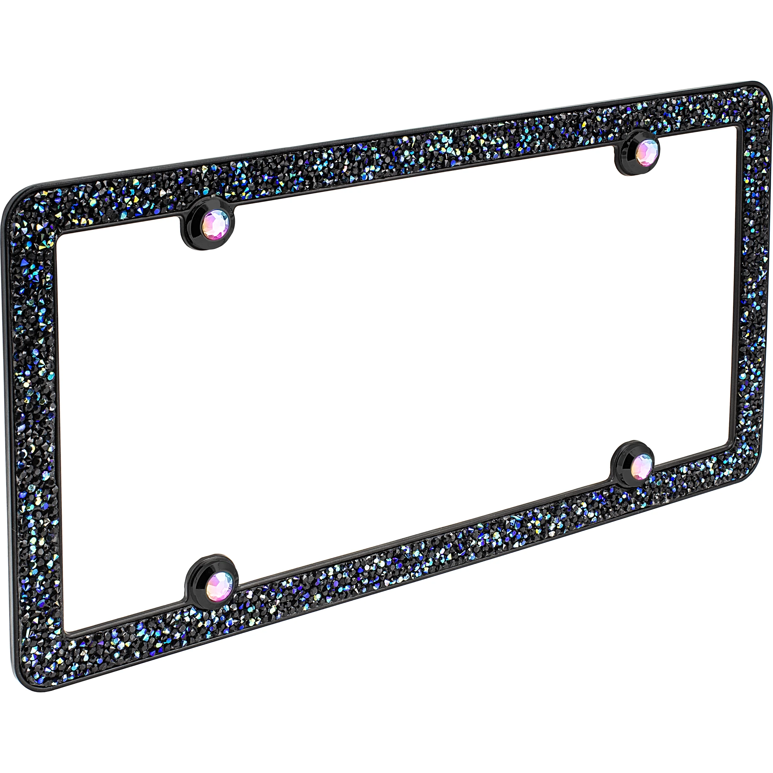 Auto Drive Black Iridescent Crushed Bling Metal License Plate Frame, 90205W
