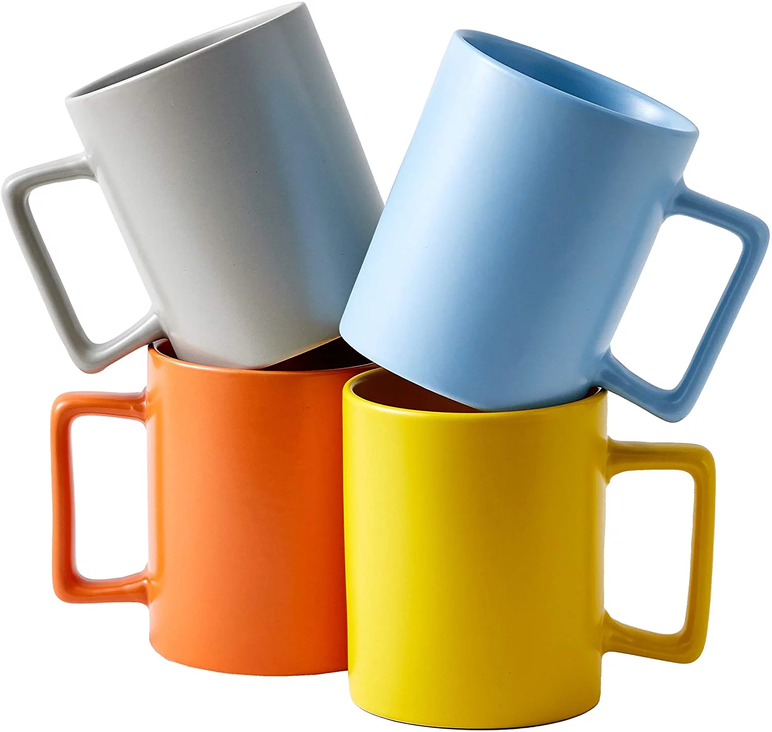 Bruntmor Modern Matte Large 16 Oz Ceramic Coffee Mug Set Of 4 Cups For Coffee