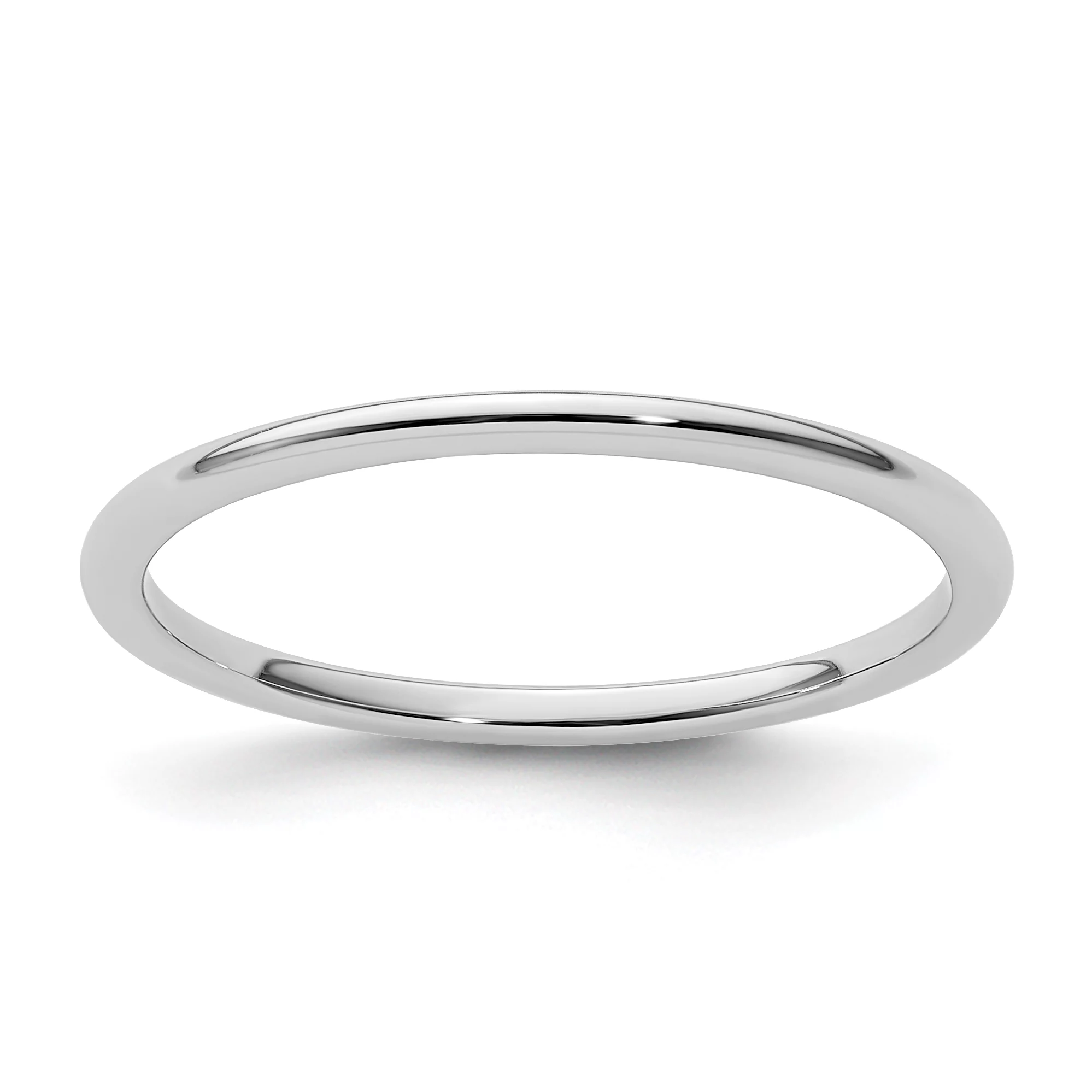 Saris and Things 10K White Gold 1.2mm Half Round Stackable Band Ring Size 8.5