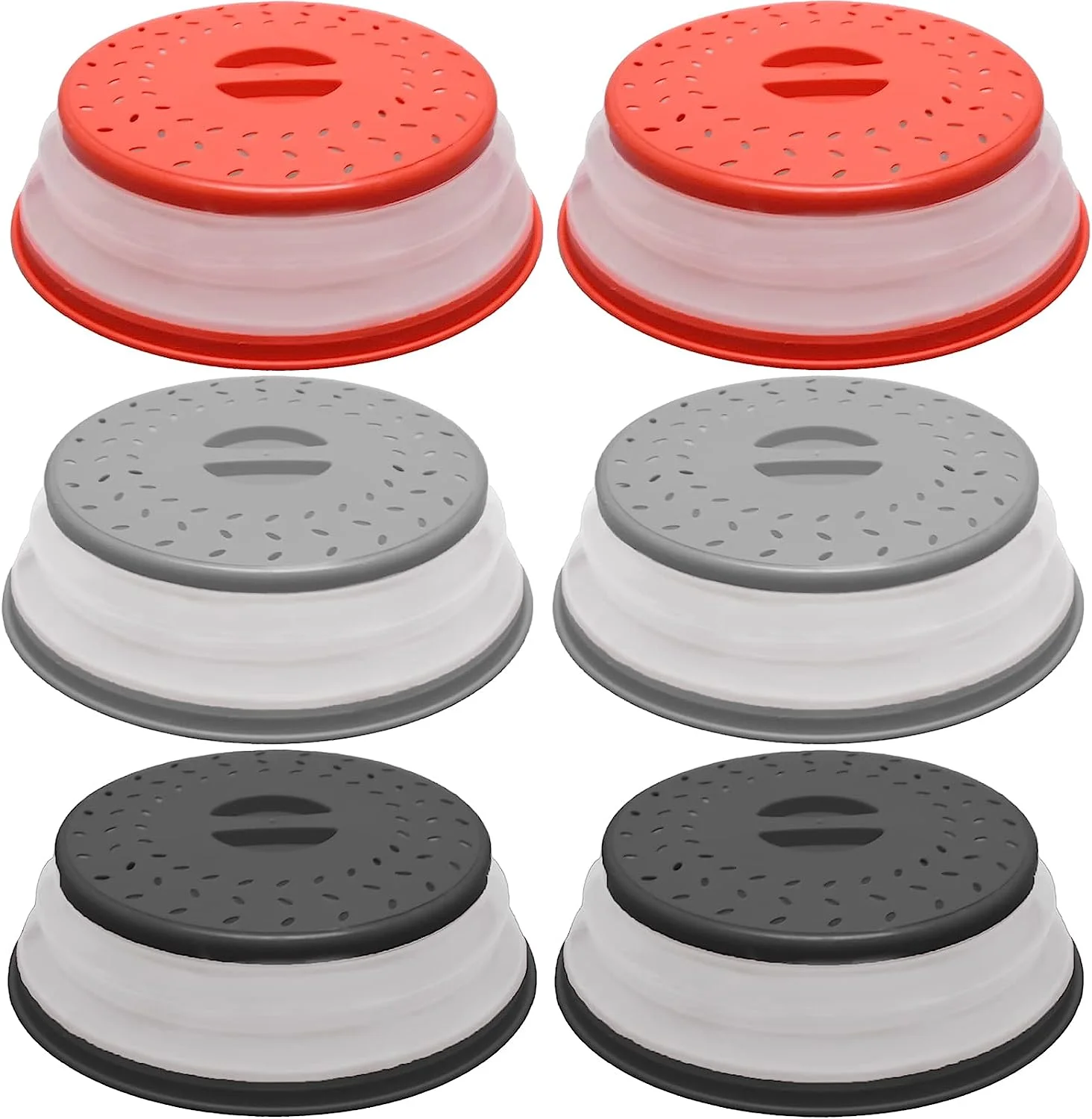 6 Pack Microwave Cover for Food Collapsible Microwave Splatter Cover Guard With Handle and Steam Vents Microwave Plate Cover for Heating Food BPA-Free Dishwasher Safe, 3 Colors